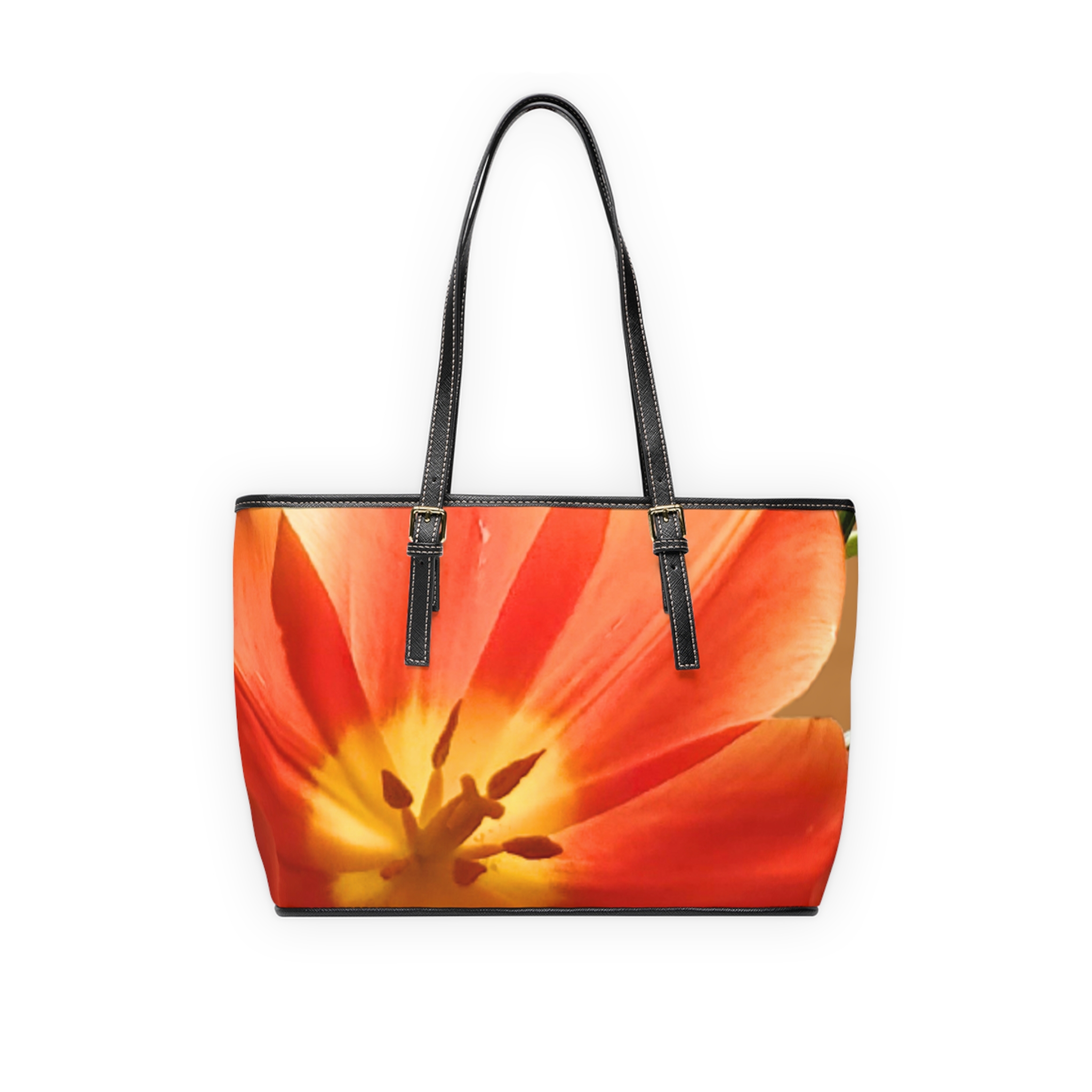 Orange Tulip on Brown Shoulder Bag - Image 6