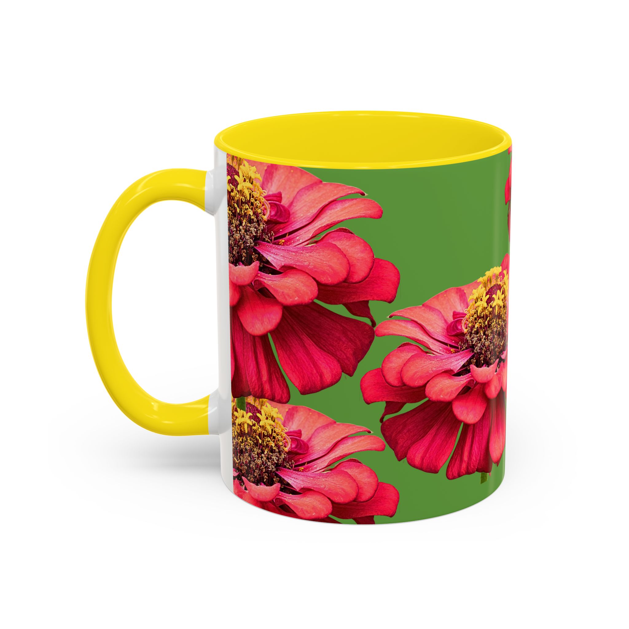 Mug, vibrant Dahlia flower on green coffee cup, floral drinkware, gift for nature lovers, botanical tea mug, unique ceramic mug - Image 11