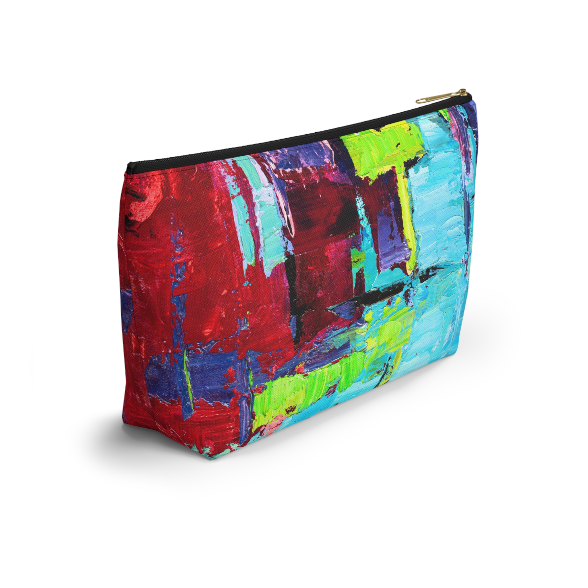Bold Red and Sky Blue Accessory Pouch - Image 4