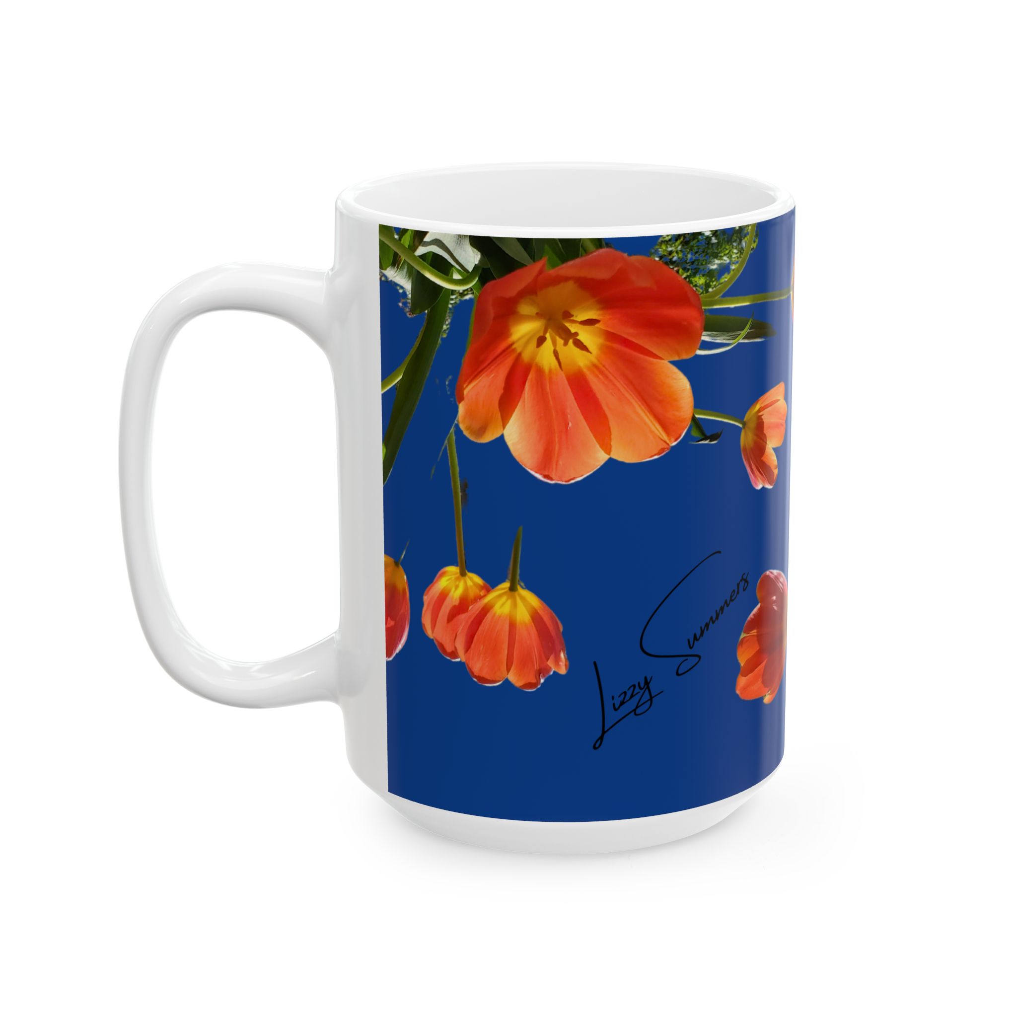 Coffee Mug Tulips on Blue - Image 7