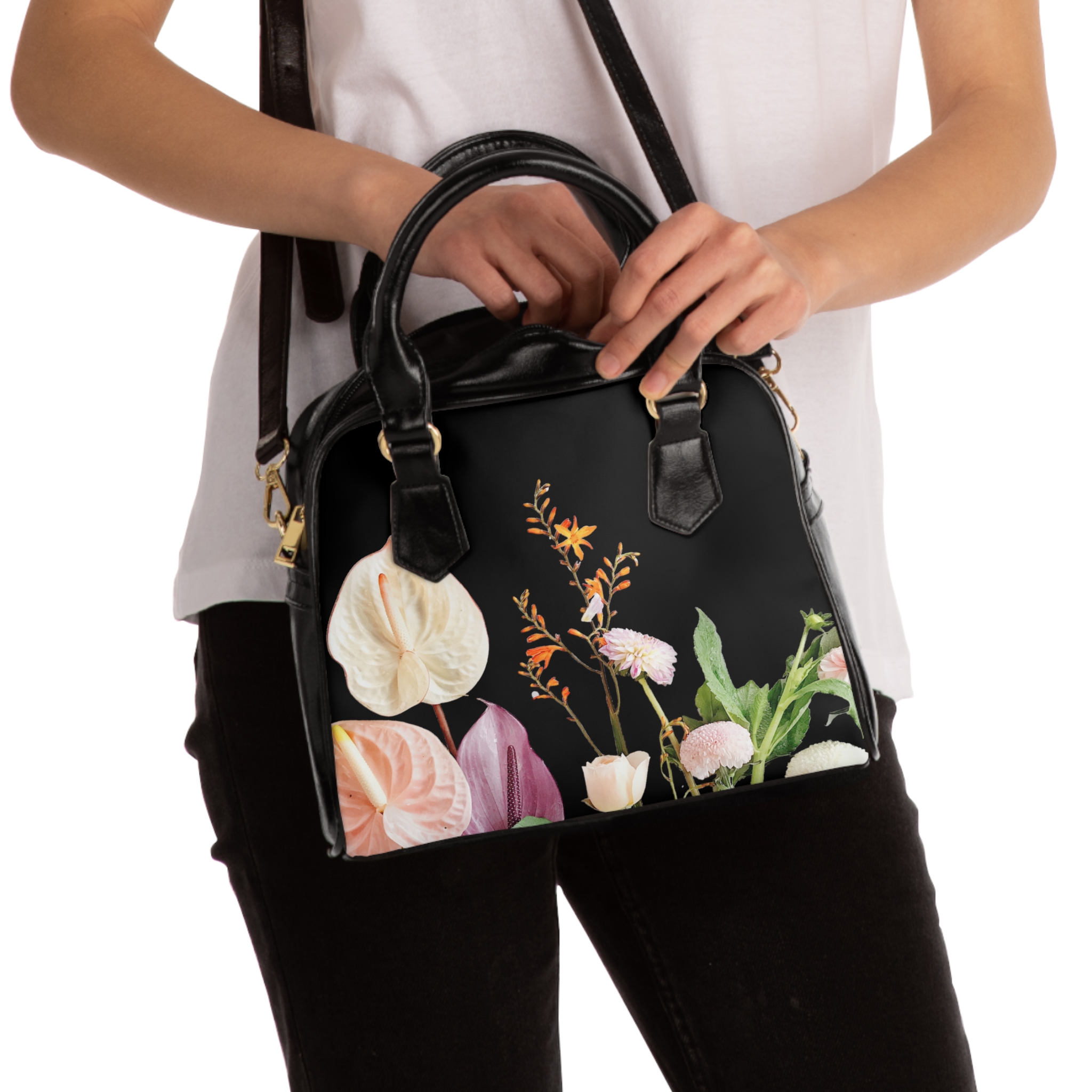 Wildflowers on Black Handbag - Image 4