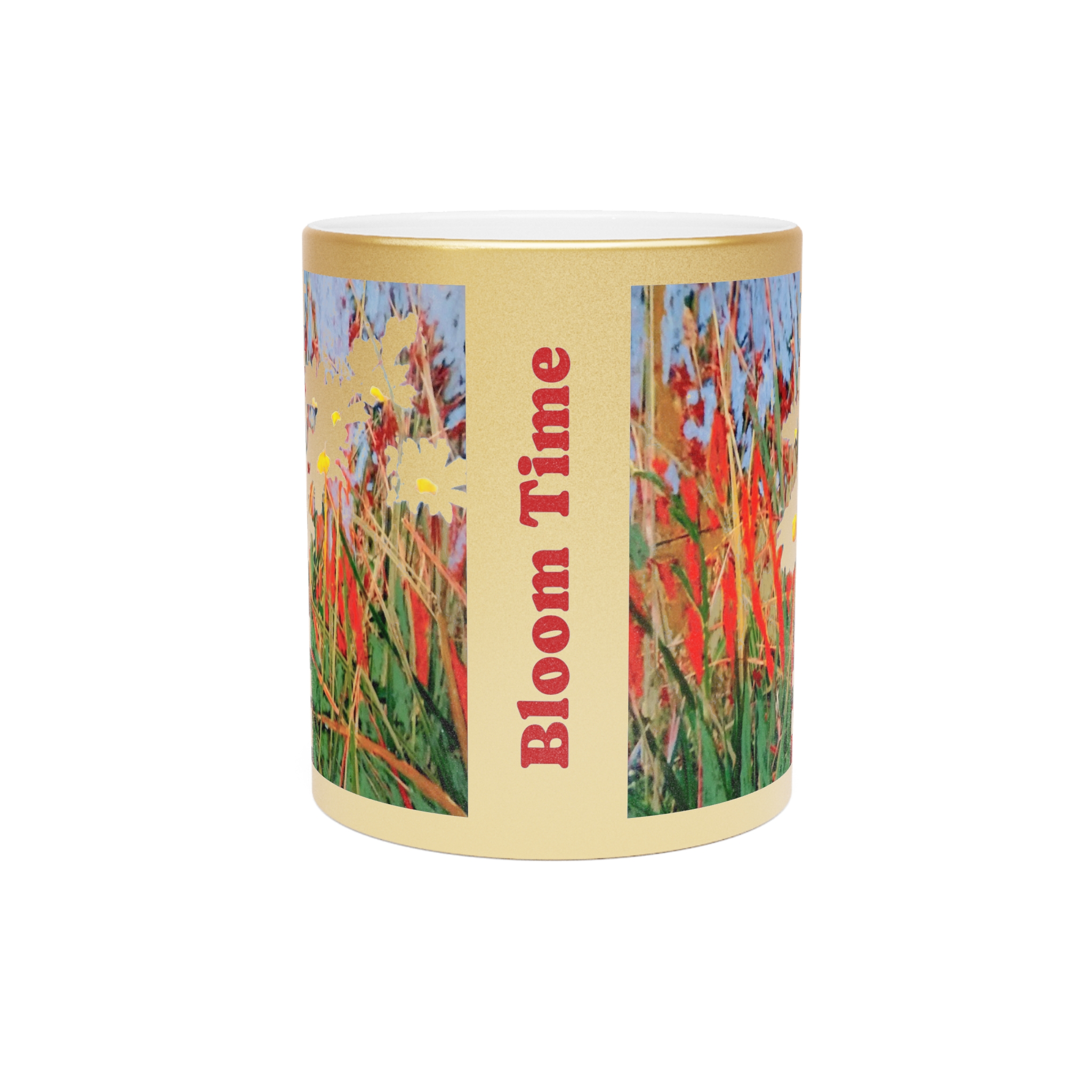Coffee Mug Metallic (SilverGold) Pastel Daisies - Image 5