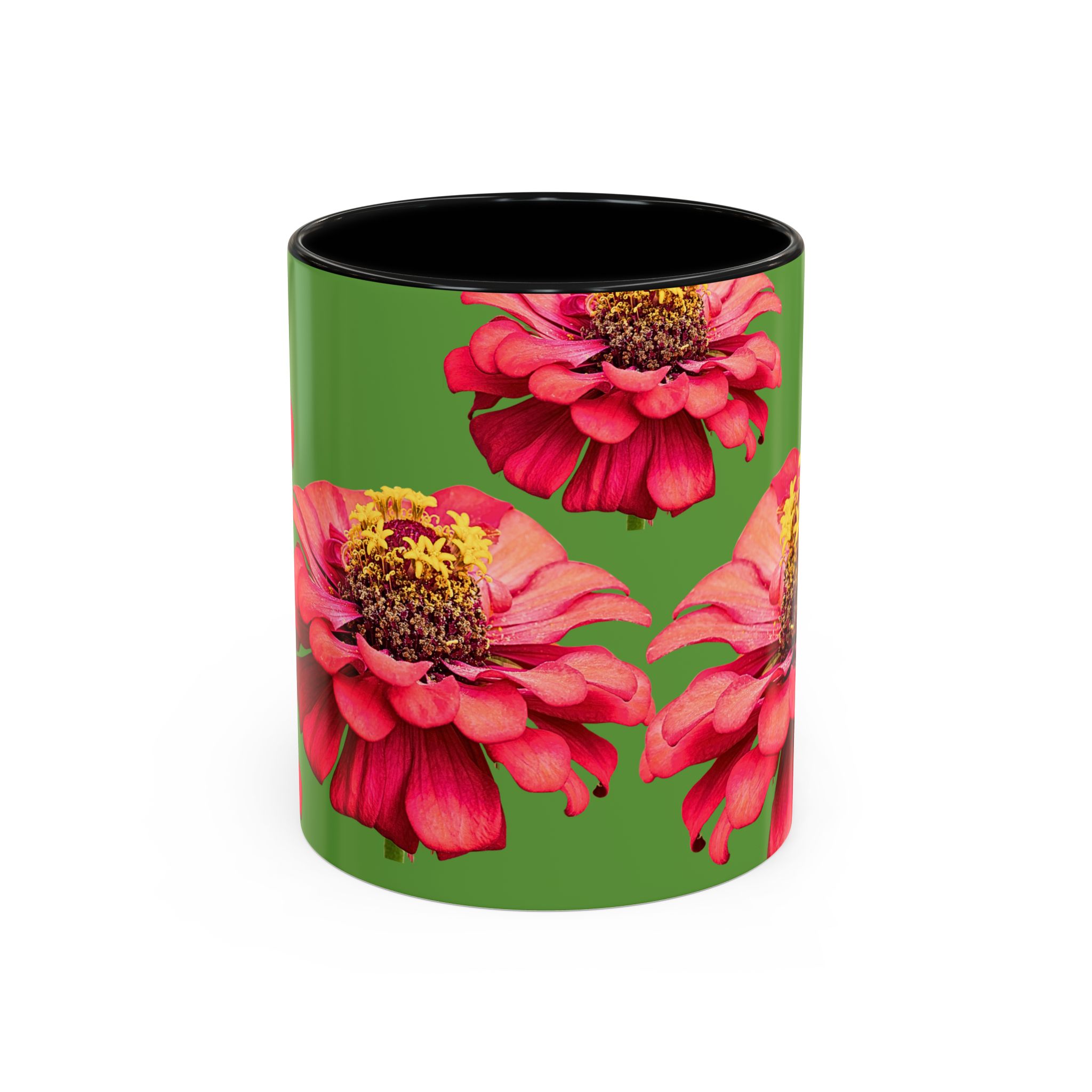 Mug, vibrant Dahlia flower on green coffee cup, floral drinkware, gift for nature lovers, botanical tea mug, unique ceramic mug - Image 2