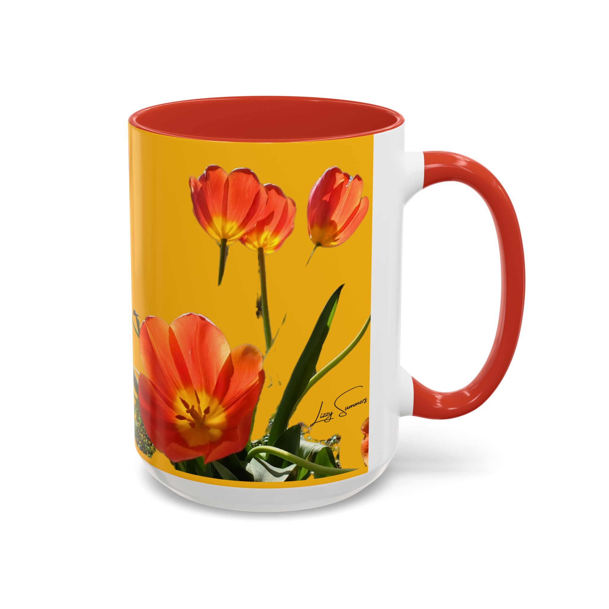Mug, Cheerful Bright Tulips on Yellow Coffee Cup, Floral Tea Mug, Spring Flower Design, Gift for Gardener, Mother's Day Present, Kitchen - Image 14