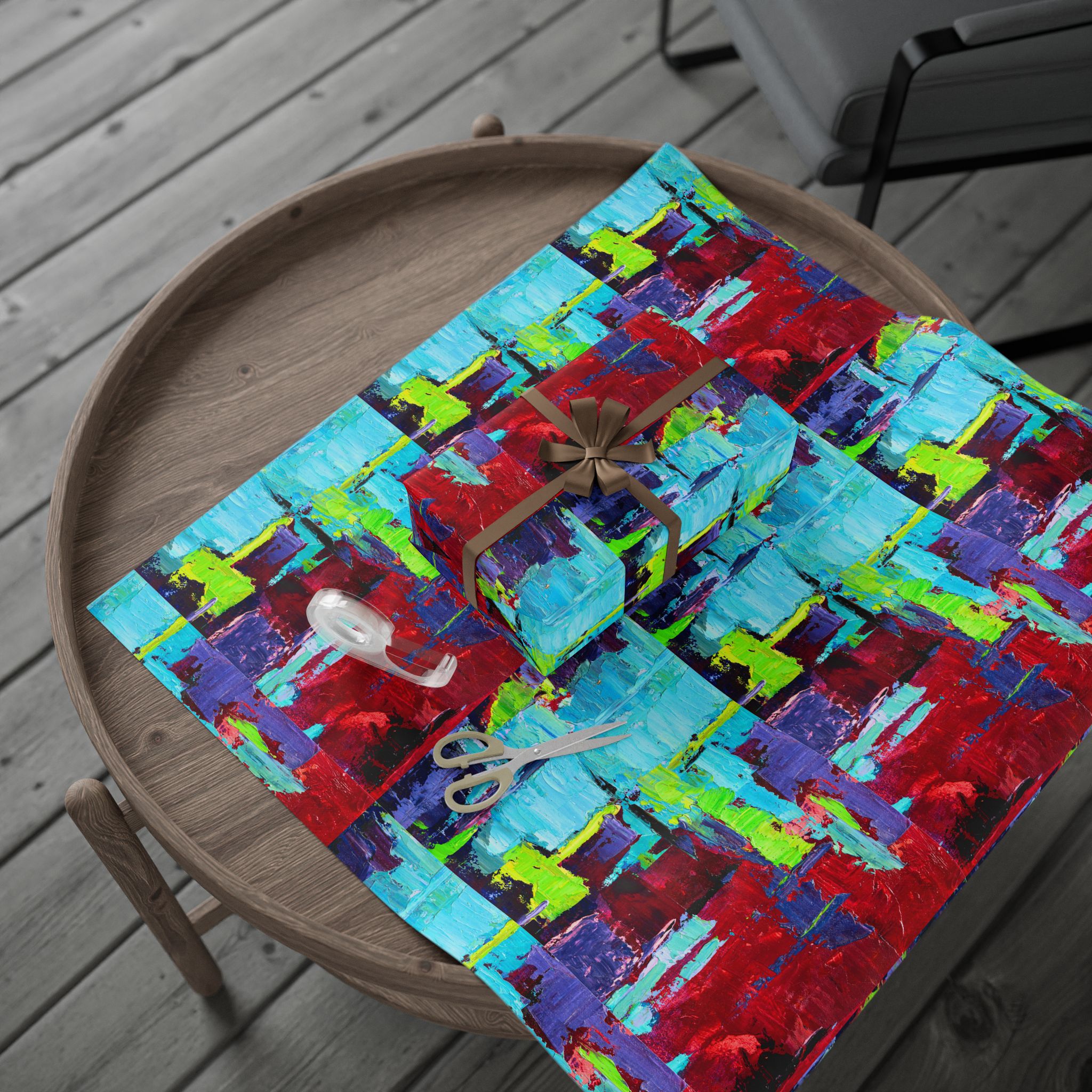 Wrapping paper Bold Red and Sky Blue Abstract Painterly - Image 8