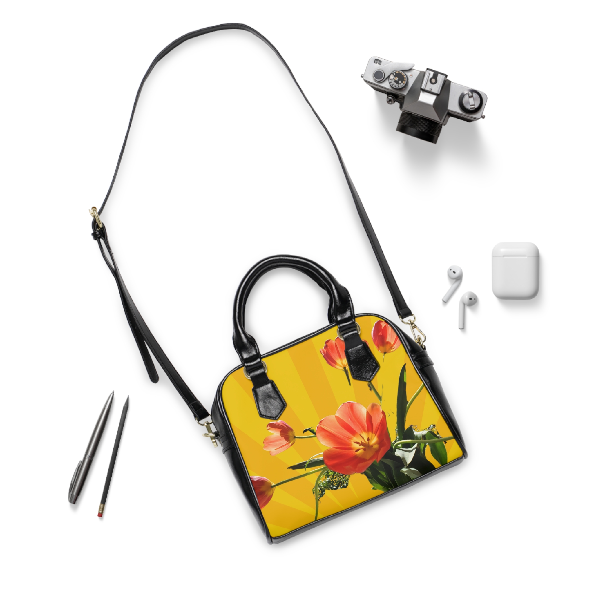 Tulips on Yellow Handbag - Image 3