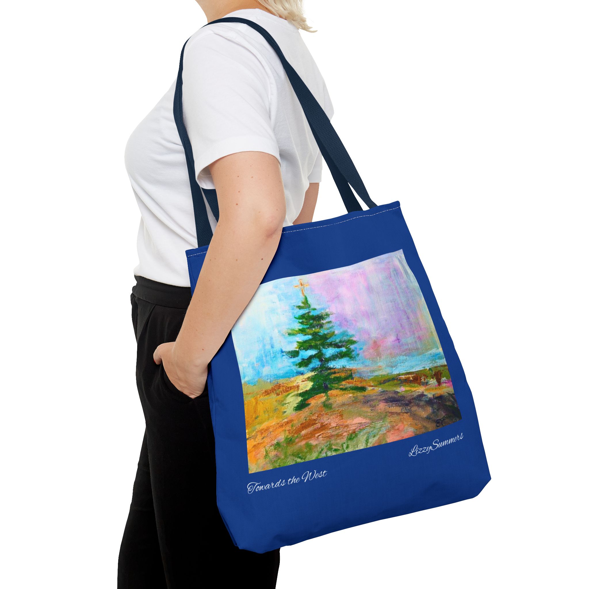 Tote Bag Original Art Colorado Fir blue tote - Image 12
