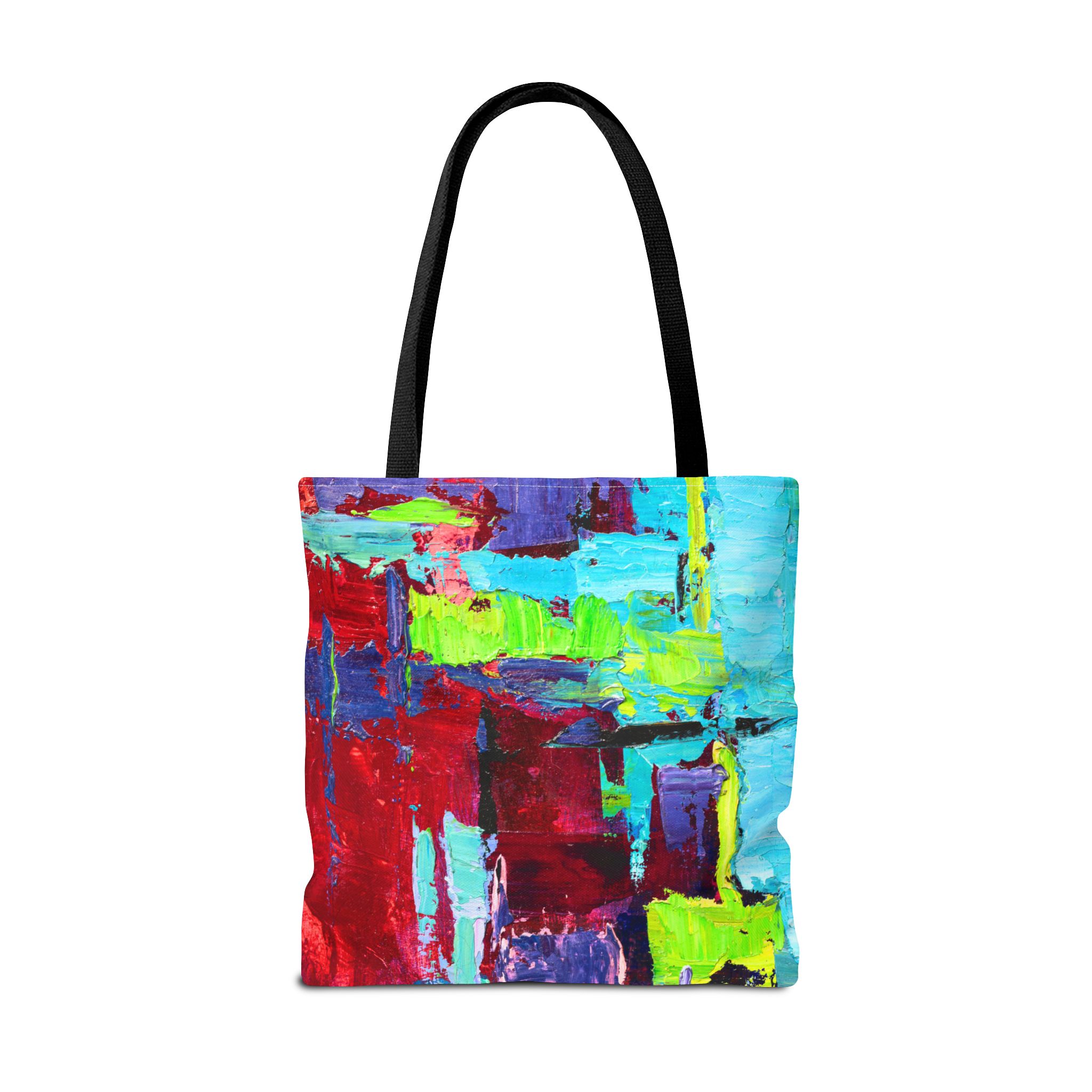 Abstract Painterly Deep Red and Sky Blue Tote Bag - Image 10