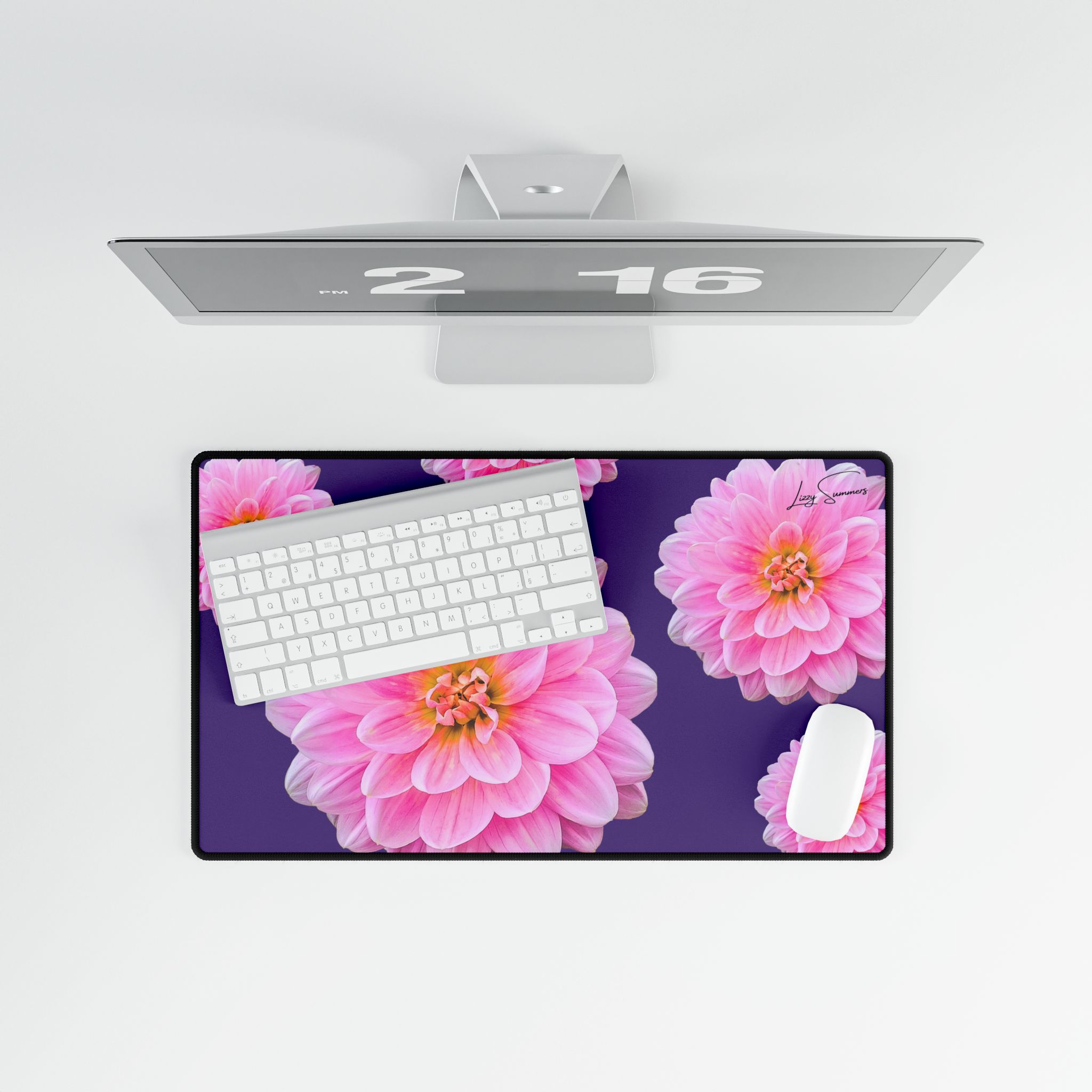 Pink Flower on Purple Dest Mat Desk Pad - Image 12