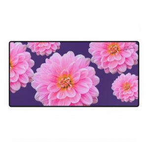 Pink Flower on Purple Dest Mat Desk Pad