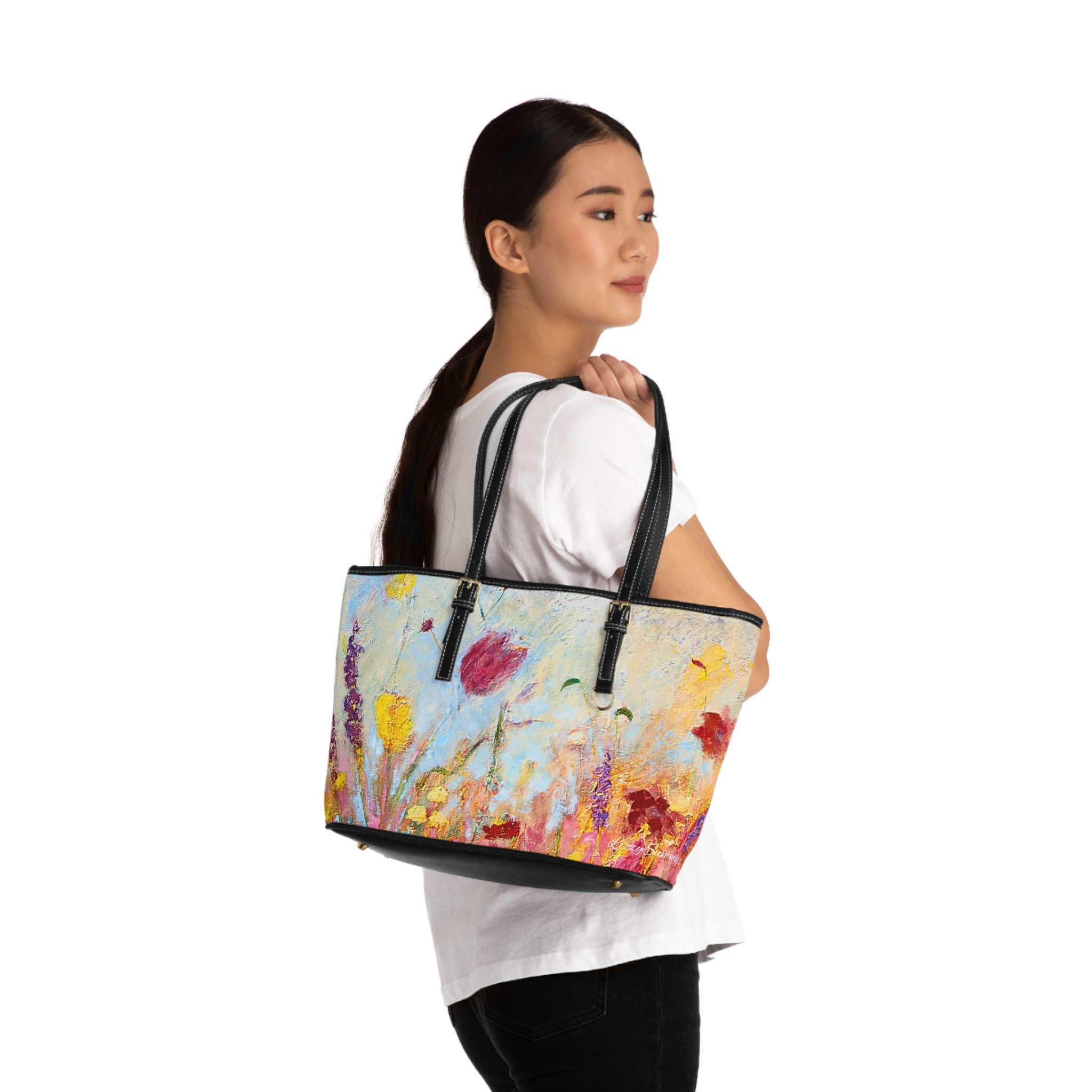 Shoulder Bag Painted Wild Flowers - Image 8