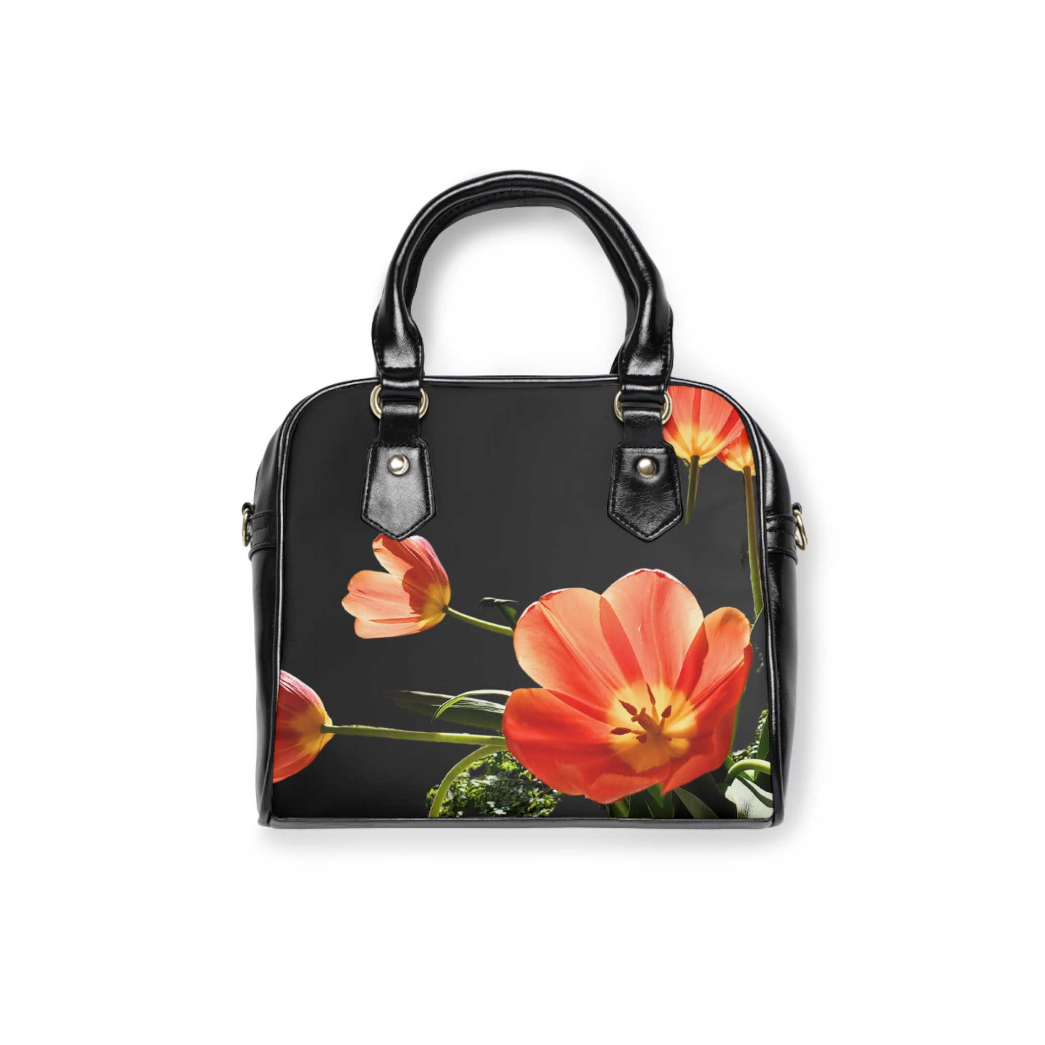 Tulips on Black Handbag - Image 2