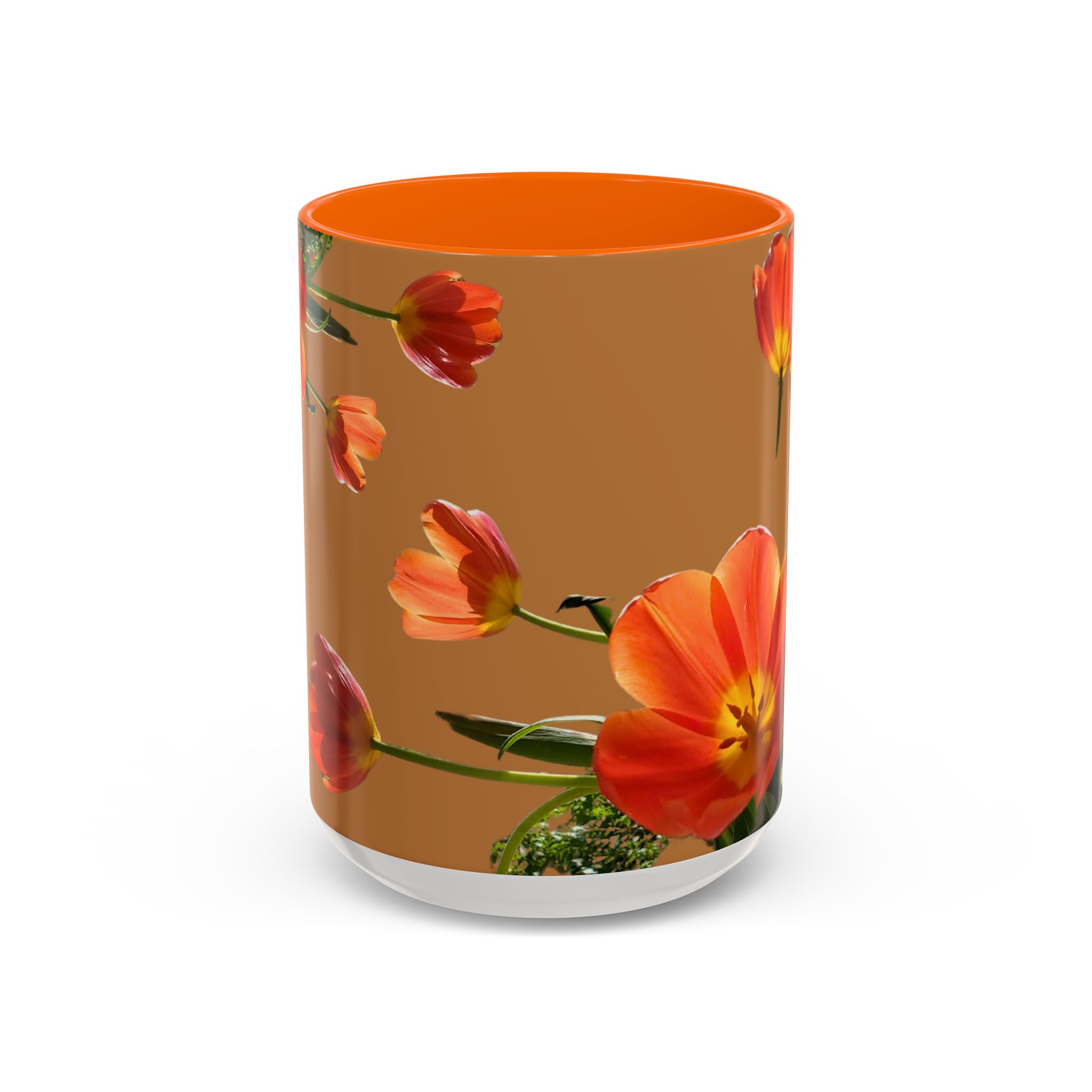 Coffee Mug Tulips on Brown Mug - Image 5