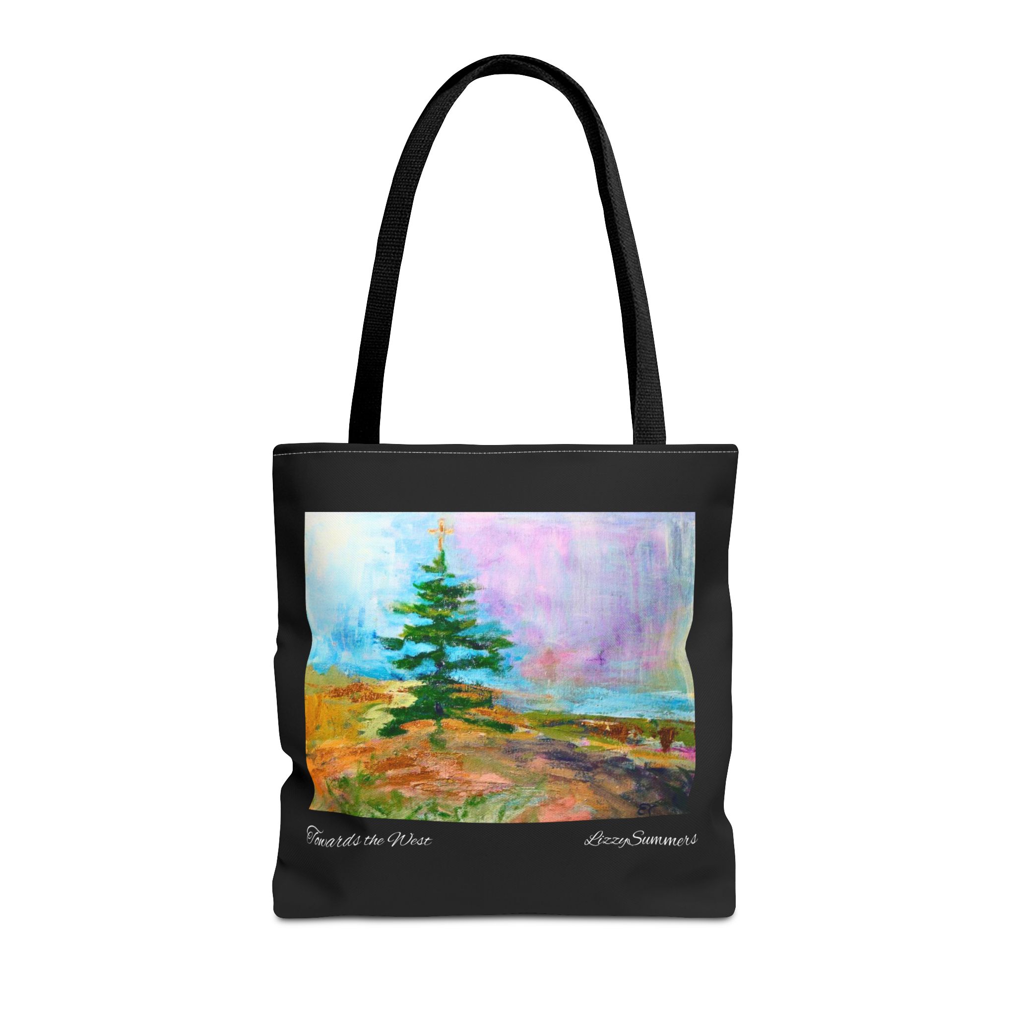 Tree Painting Tote Bag Original Art Colorado Fir, Black Tote - Image 5