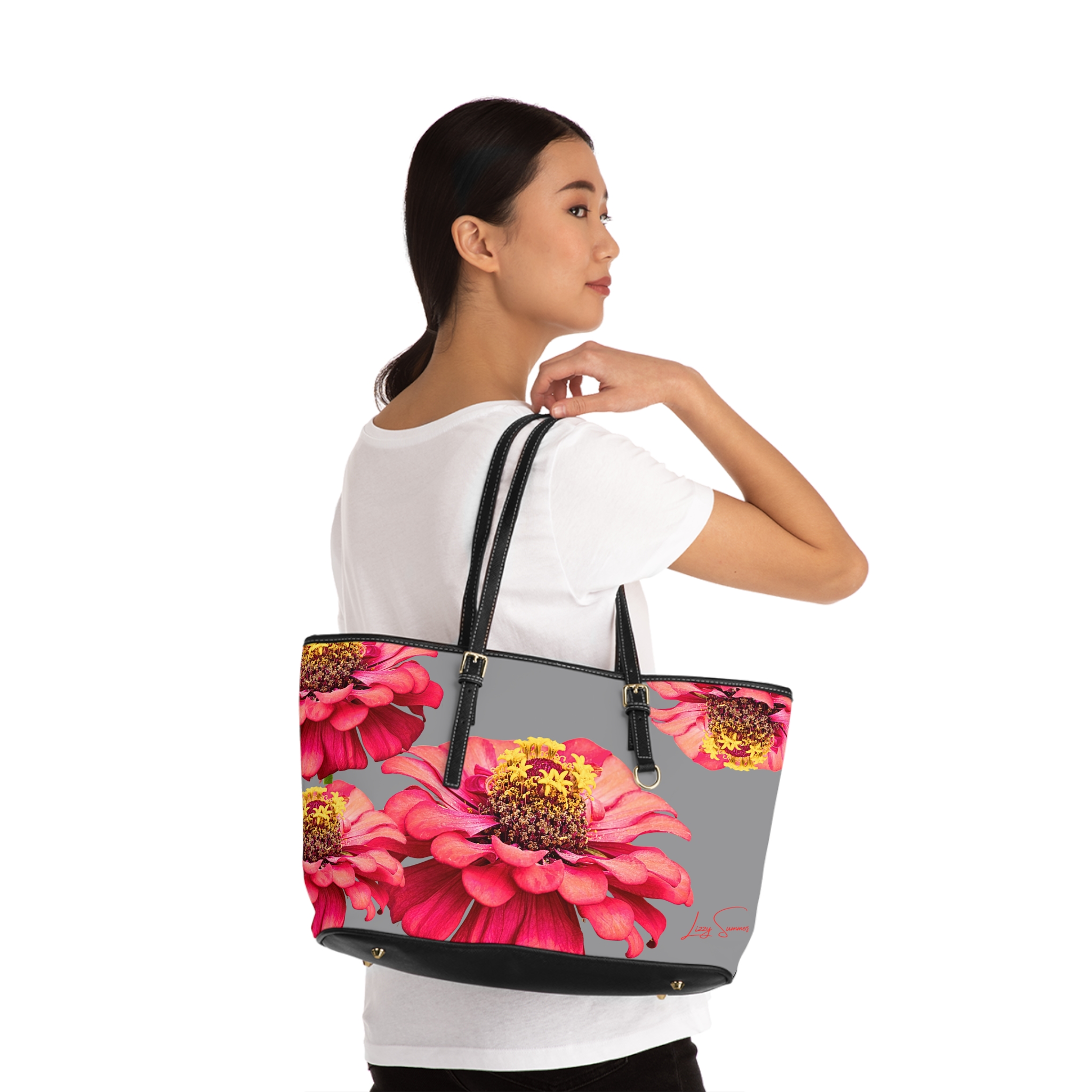 Pink Zinnia  PU Leather Shoulder Bag - Image 4