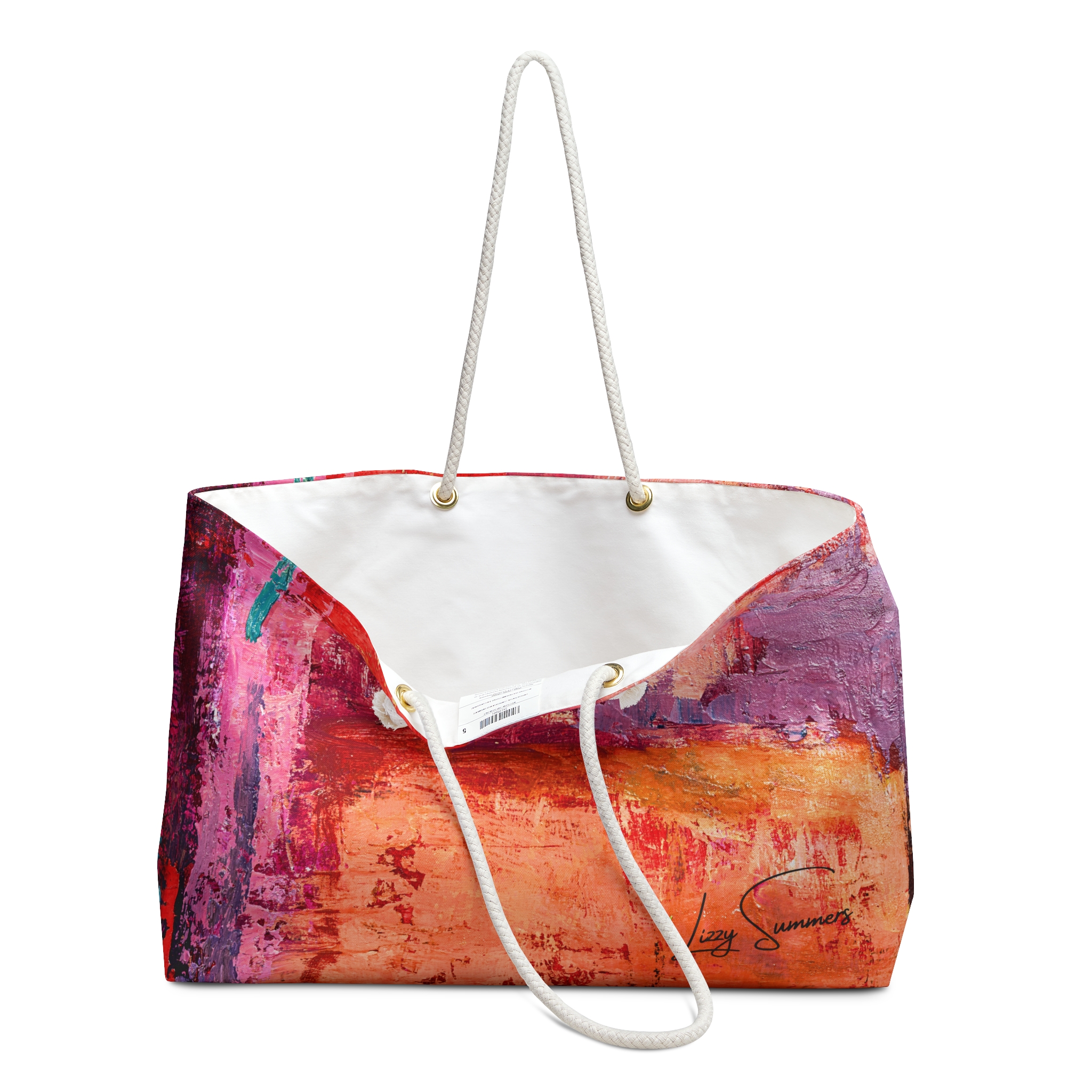 Warm Orange and Red Painterly Weekender Tote bag - Image 3