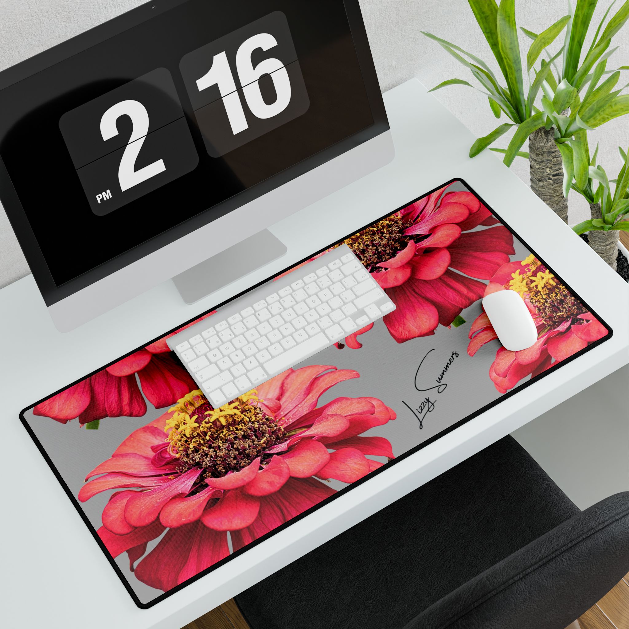 Desk Mat Desk Pad Floral Zinnias - Image 3