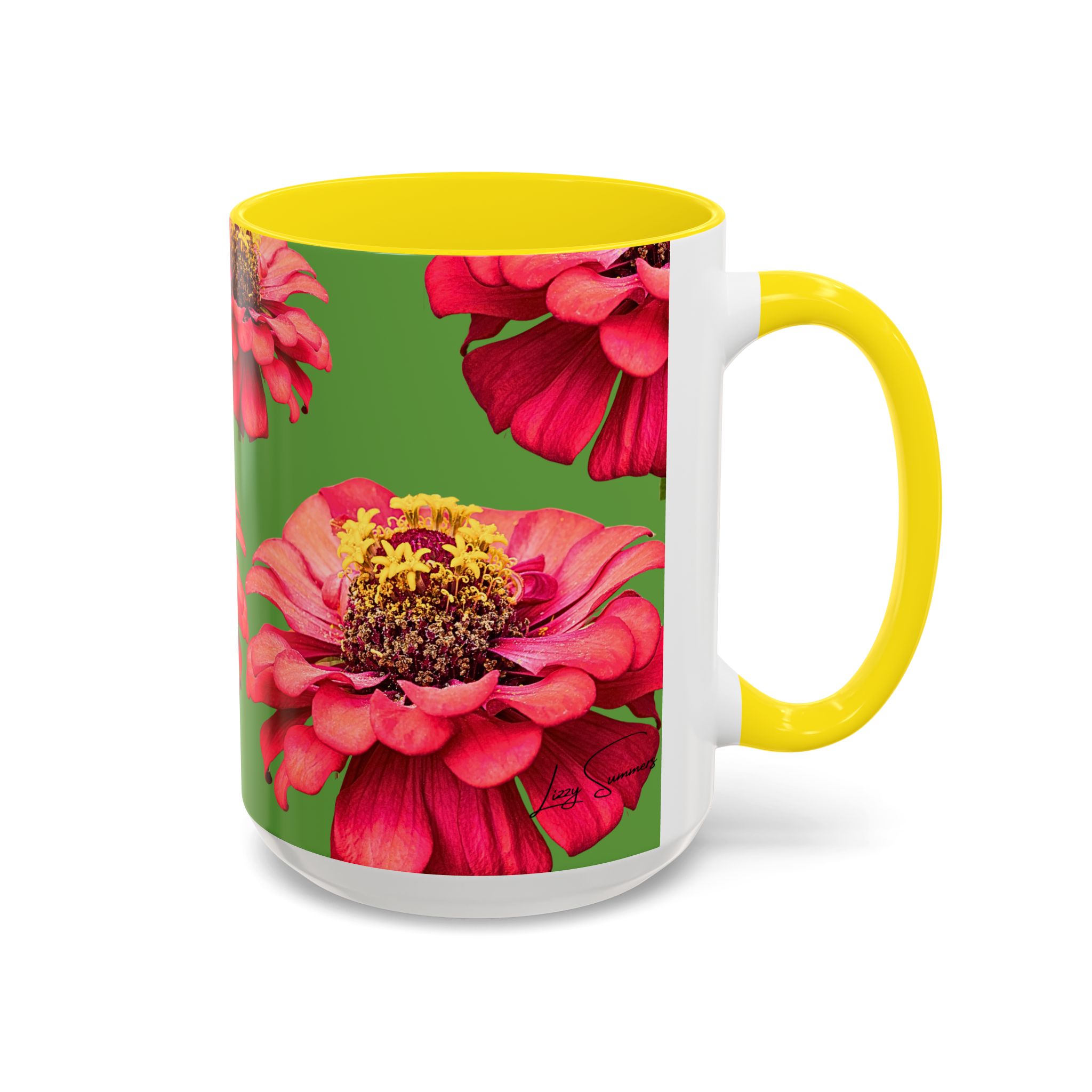 Mug, vibrant Dahlia flower on green coffee cup, floral drinkware, gift for nature lovers, botanical tea mug, unique ceramic mug - Image 14