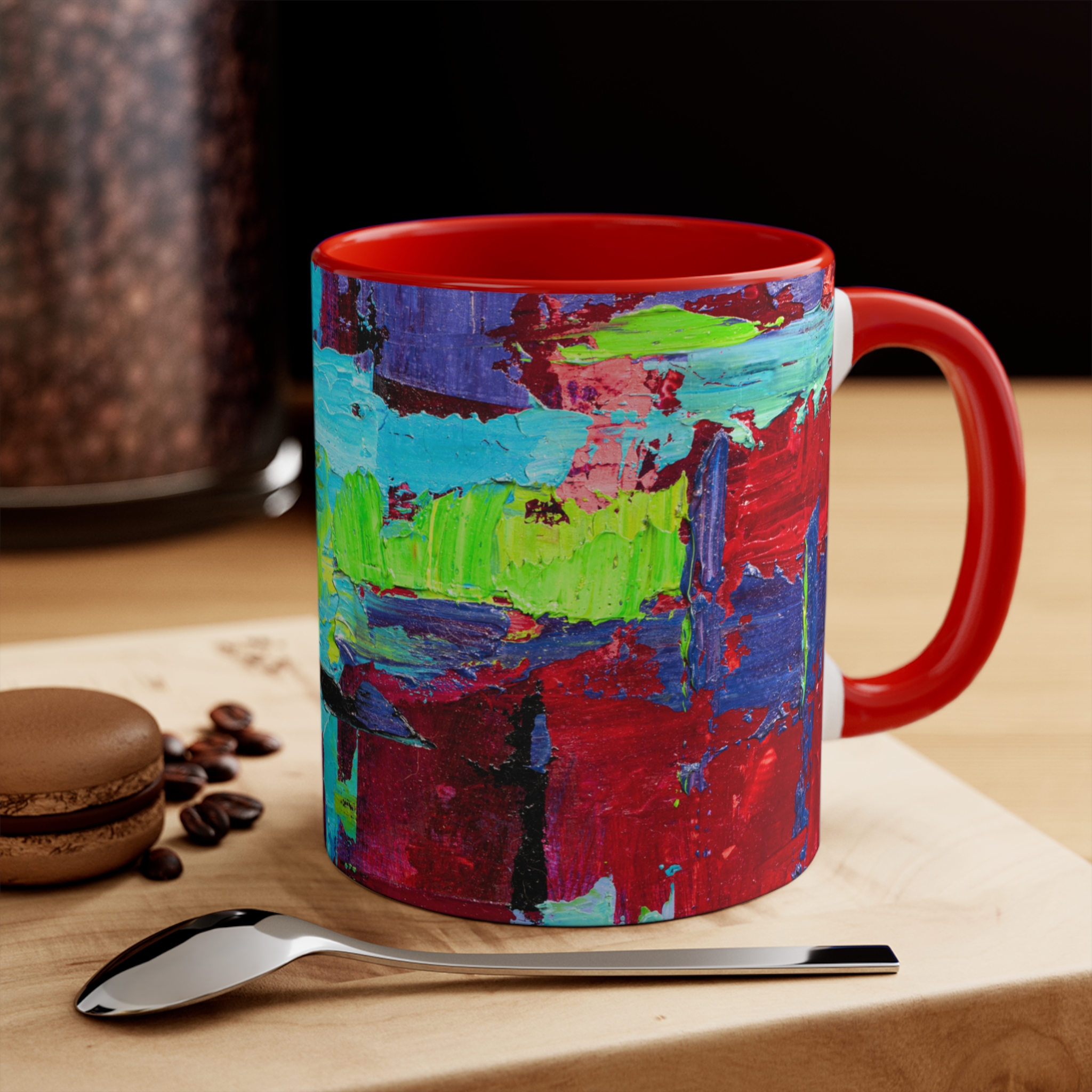 Coffee Mug Bold Red and Sky Blue - Image 2