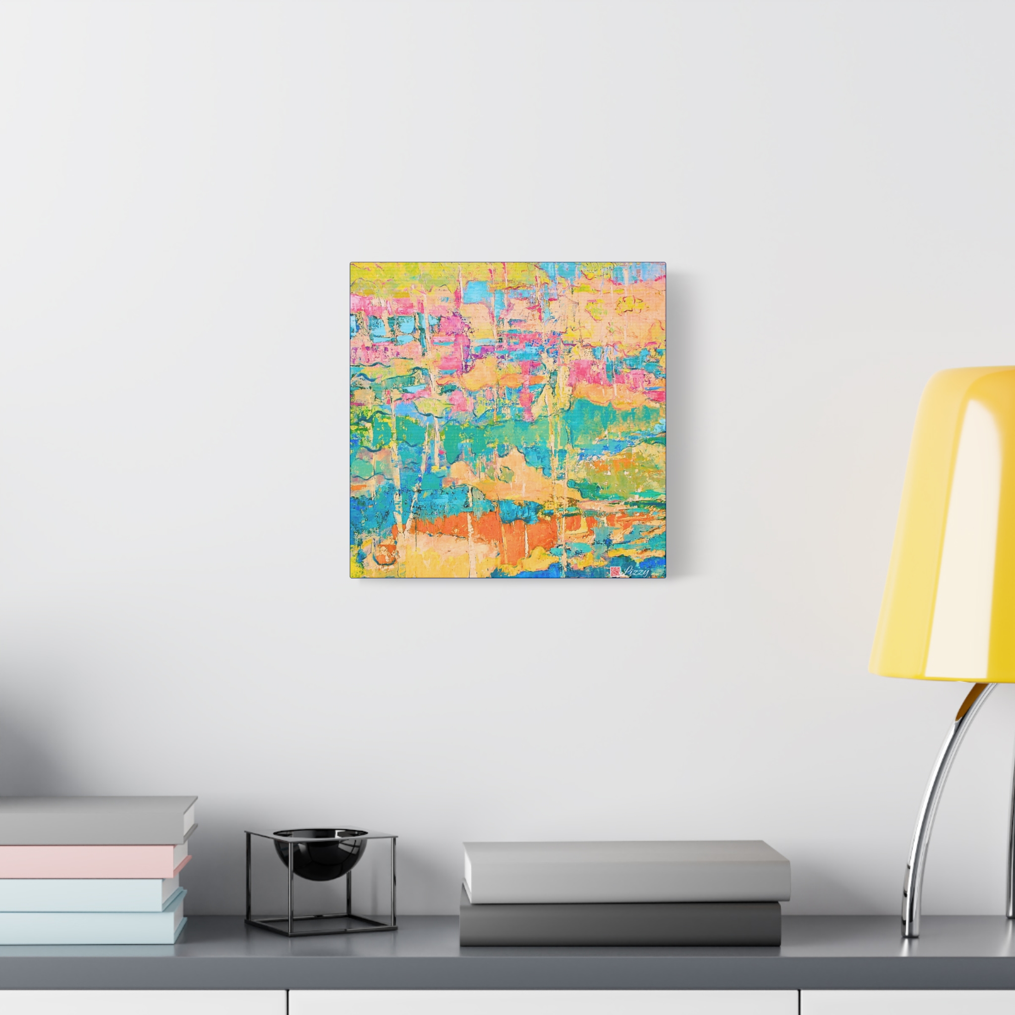 Canvas Print - Pastel Landscape- Teal and Pink - Image 11