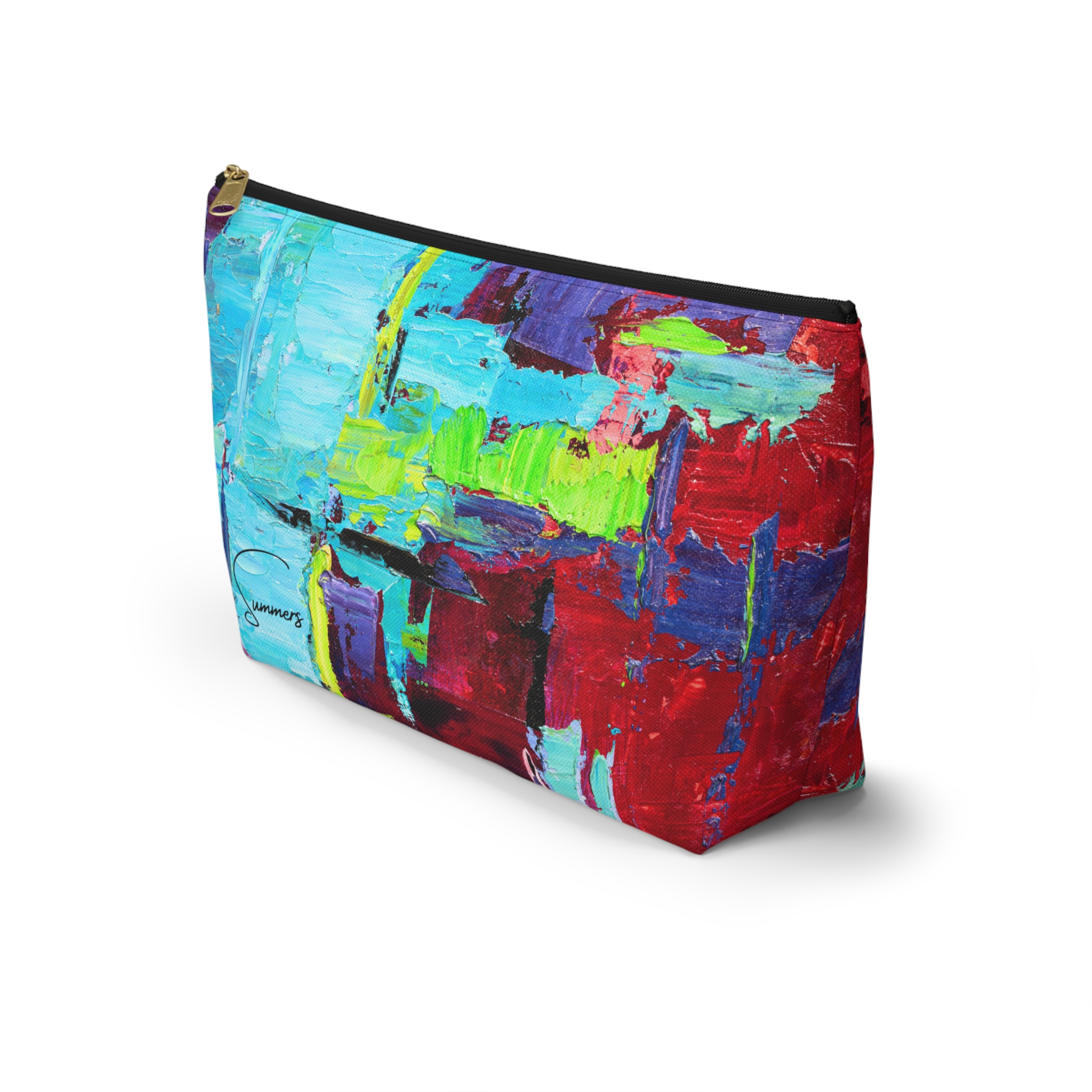 Bold Red and Sky Blue Accessory Pouch - Image 3