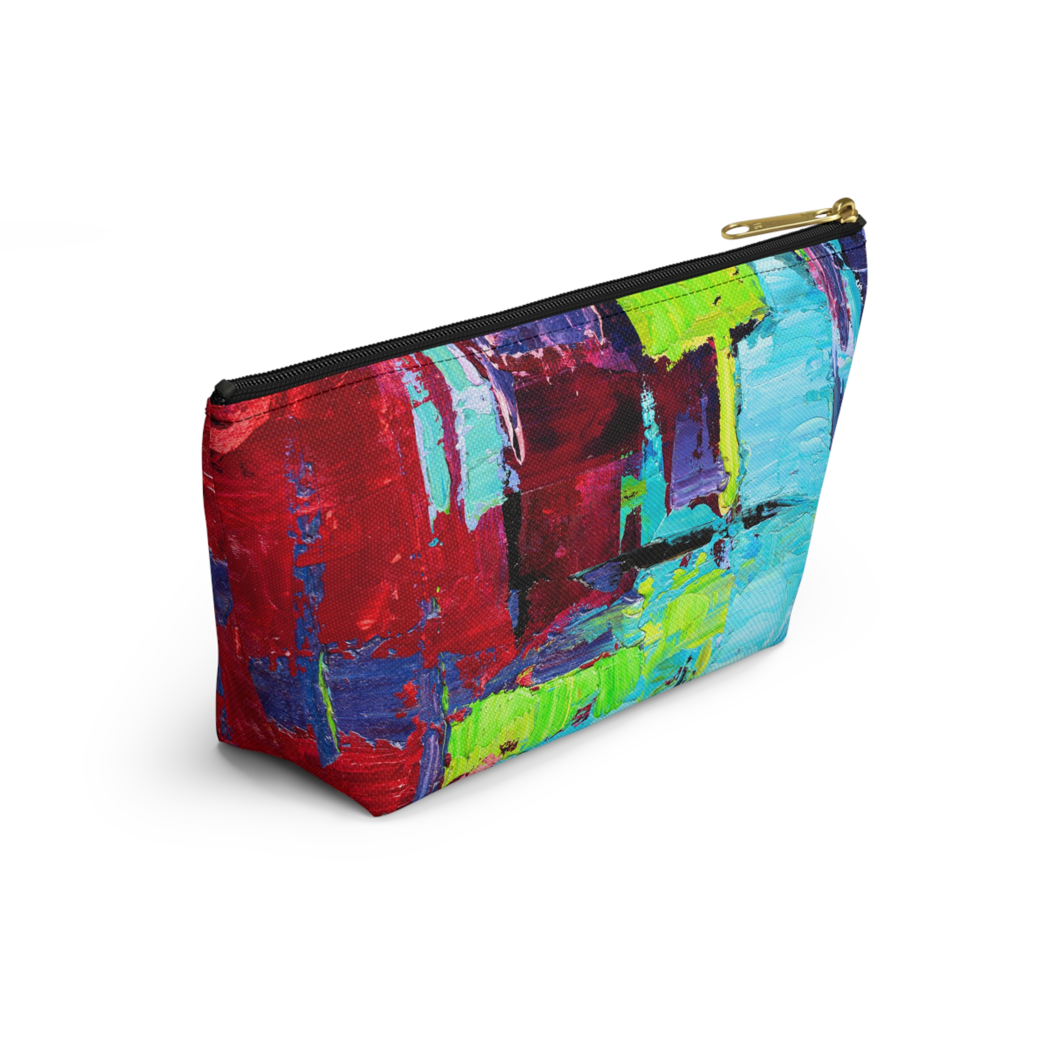 Bold Red and Sky Blue Accessory Pouch - Image 8