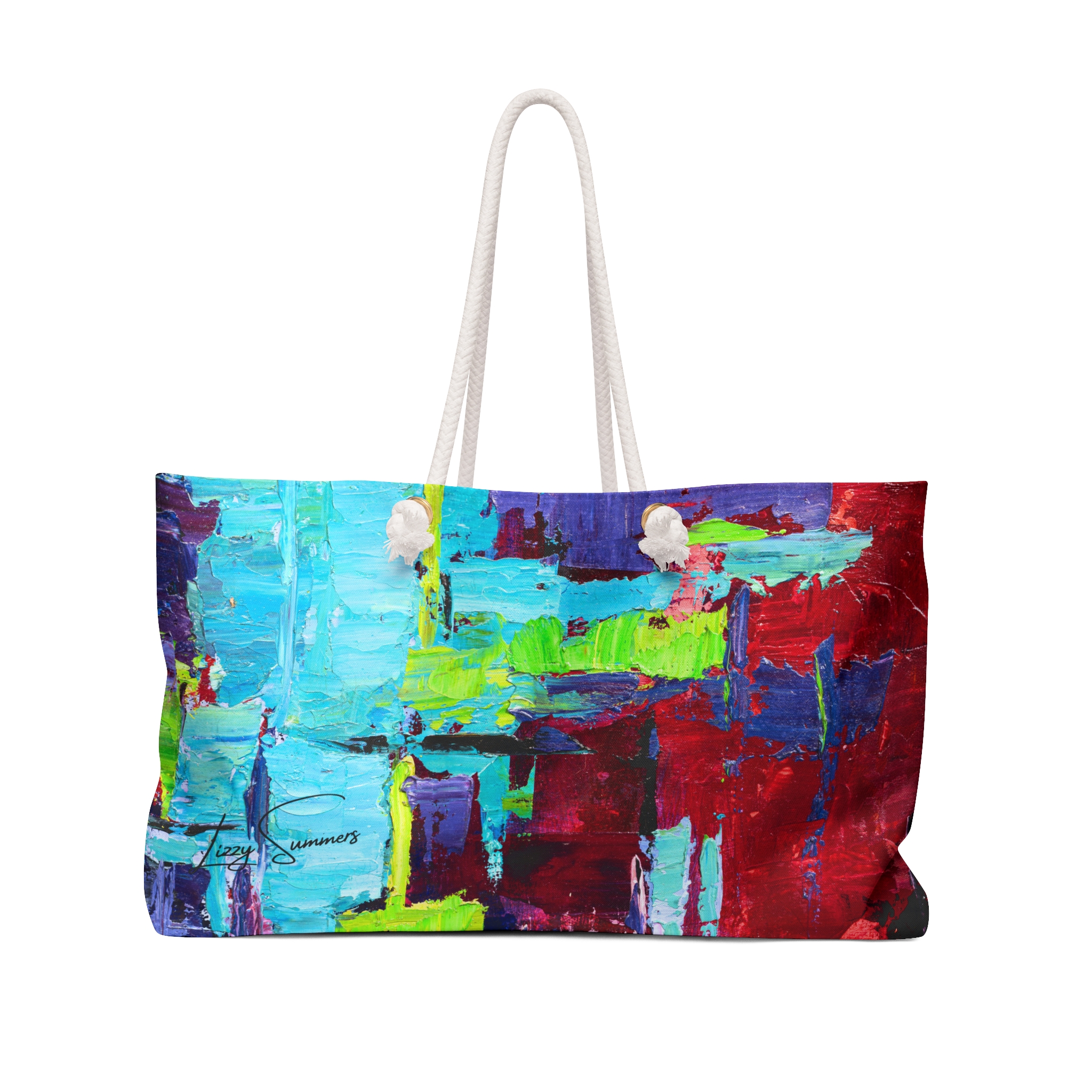 Bold Red and Sky Blue Weekender Tote bag