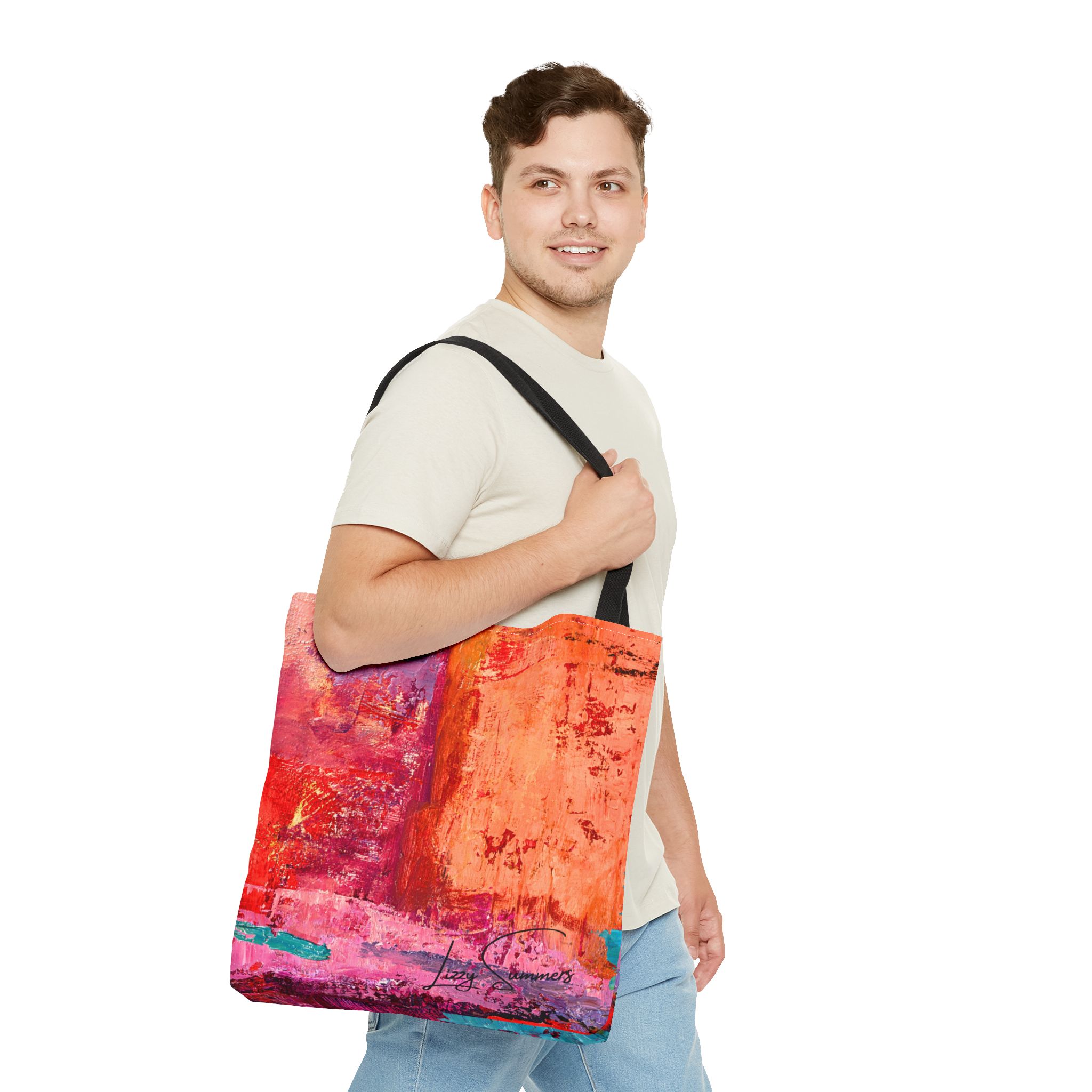 Warm Orange and Red Painterly Tote Bag - Image 11