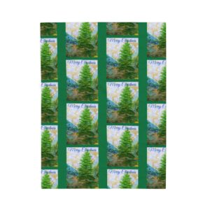 Cozy Velveteen Plush Blanket with Tree Design - Perfect for Holiday Comfort Green
