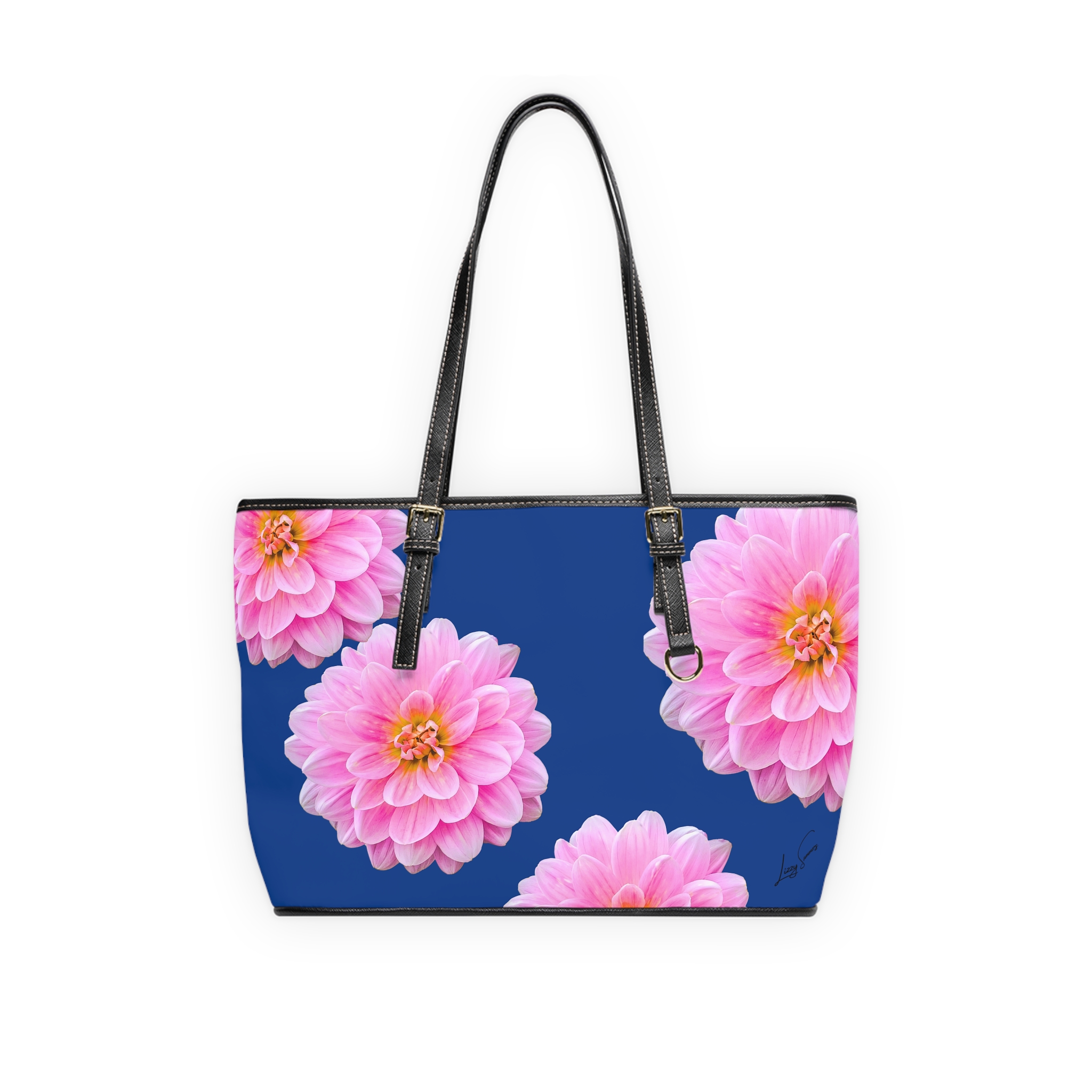 Zinnia on Blue Shoulder Bag - Image 5