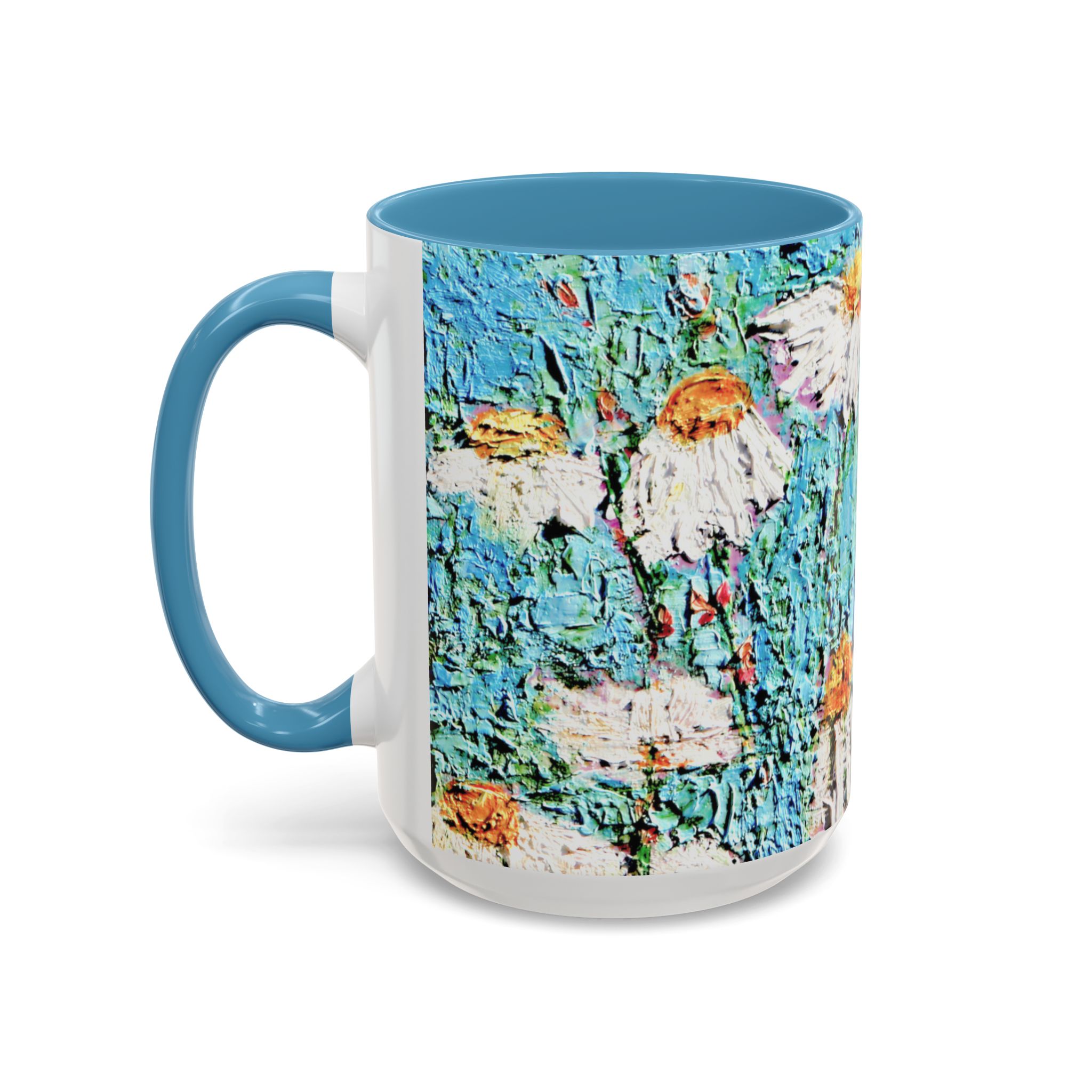 Coffee Mug Painted Daisies in Blue Sky - Image 7