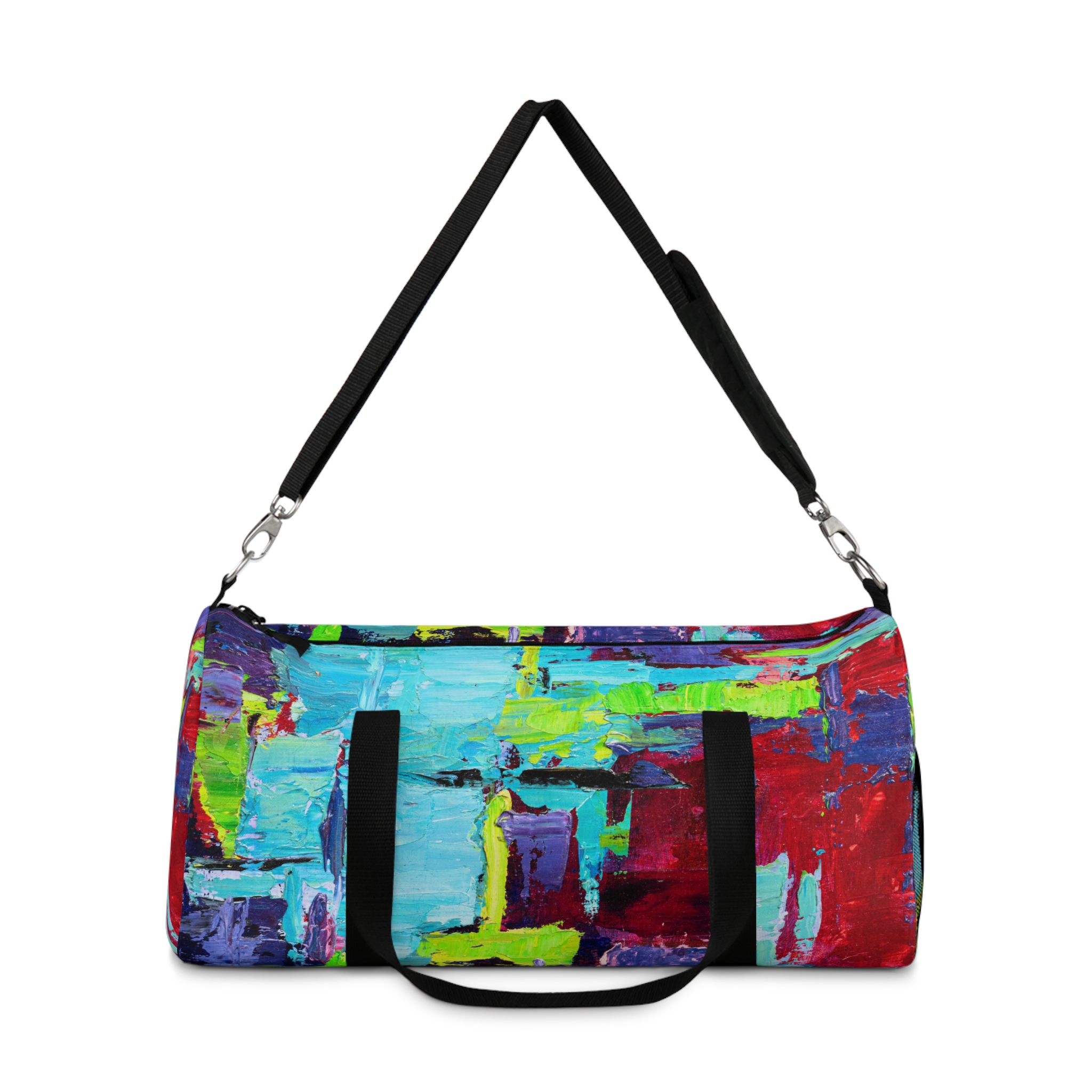 Bold Red and Sky Blue Duffle Bag - Image 2