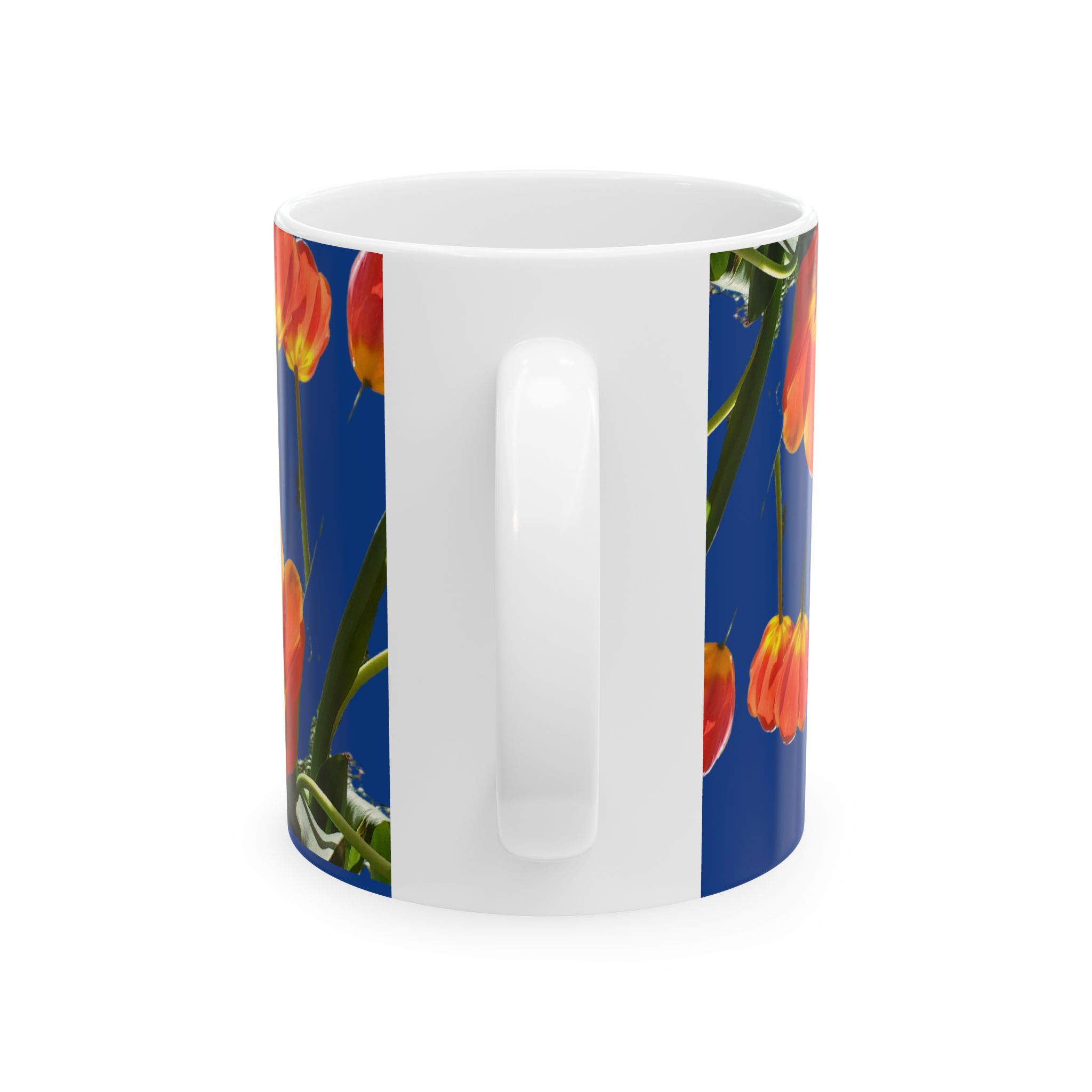 Coffee Mug Tulips on Blue - Image 3