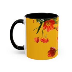 Mug, Cheerful Bright Tulips on Yellow Coffee Cup, Floral Tea Mug, Spring Flower Design, Gift for Gardener, Mother's Day Present, Kitchen