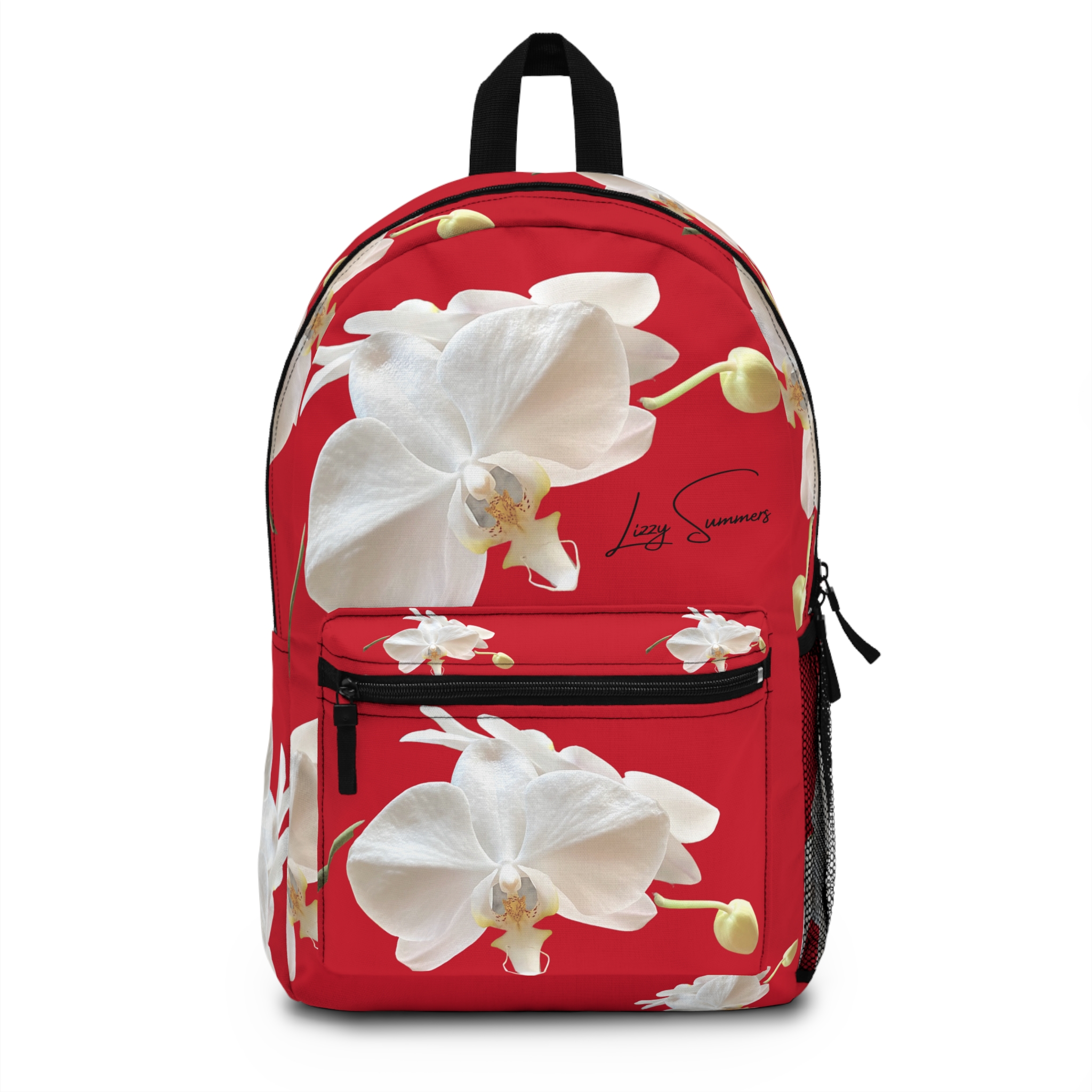 Orchid on Red Backpack