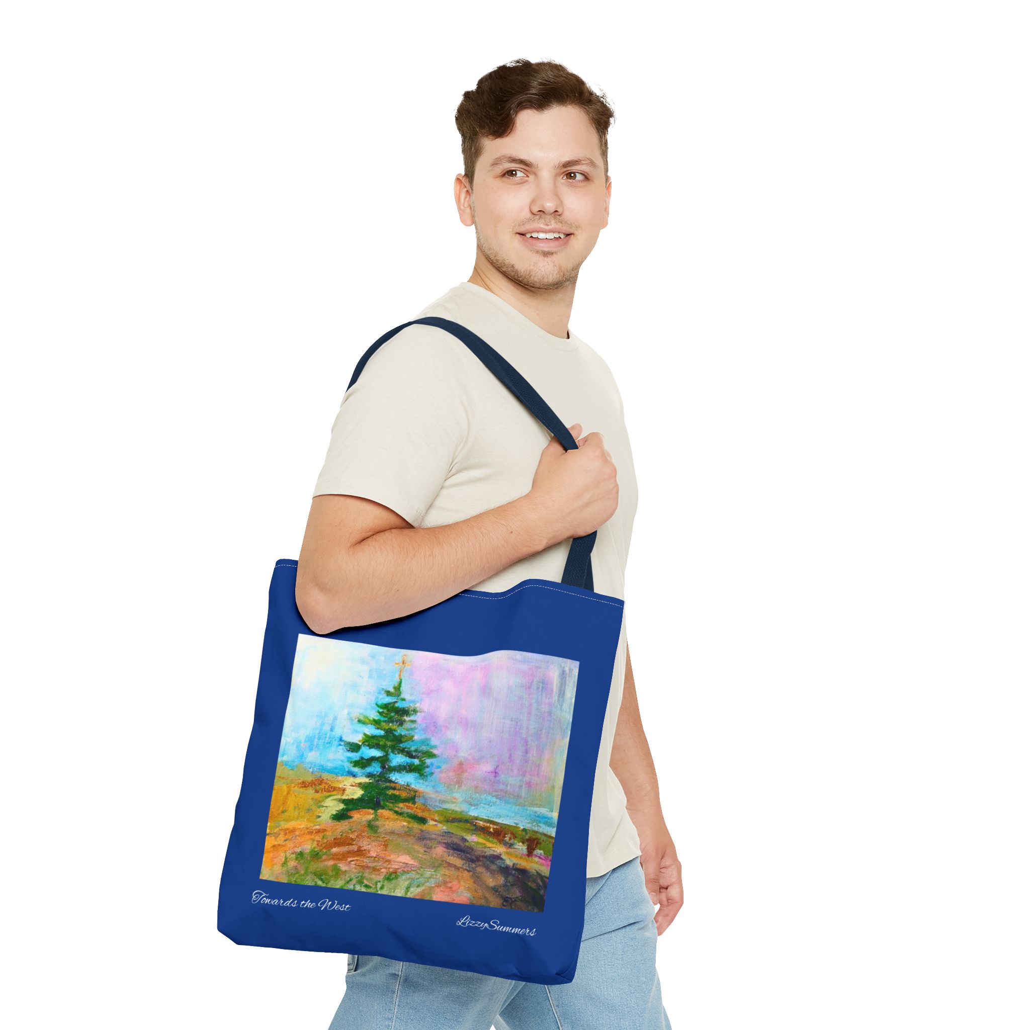 Tote Bag Original Art Colorado Fir blue tote - Image 11