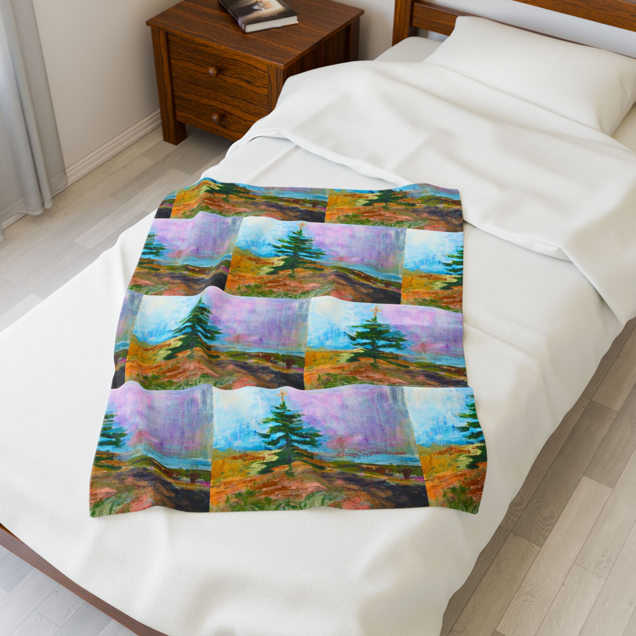Cozy Velveteen Plush Blanket with Tree Design - Perfect for Holiday Comfort - Image 3