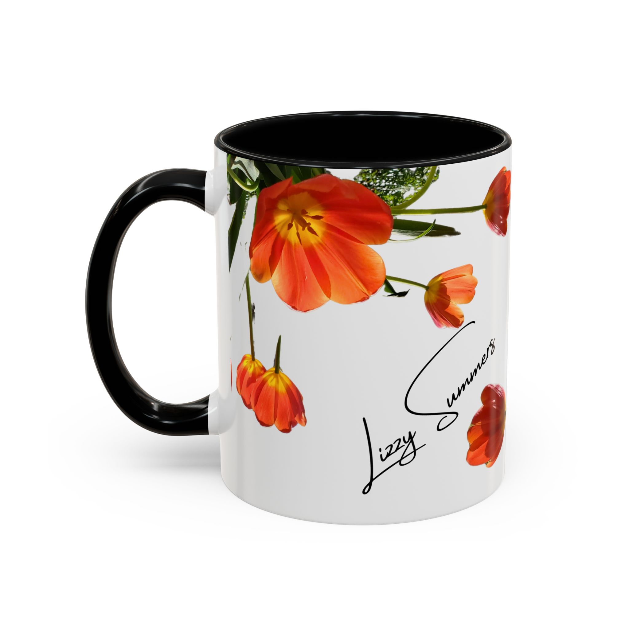 Coffee Mug Tulips on White