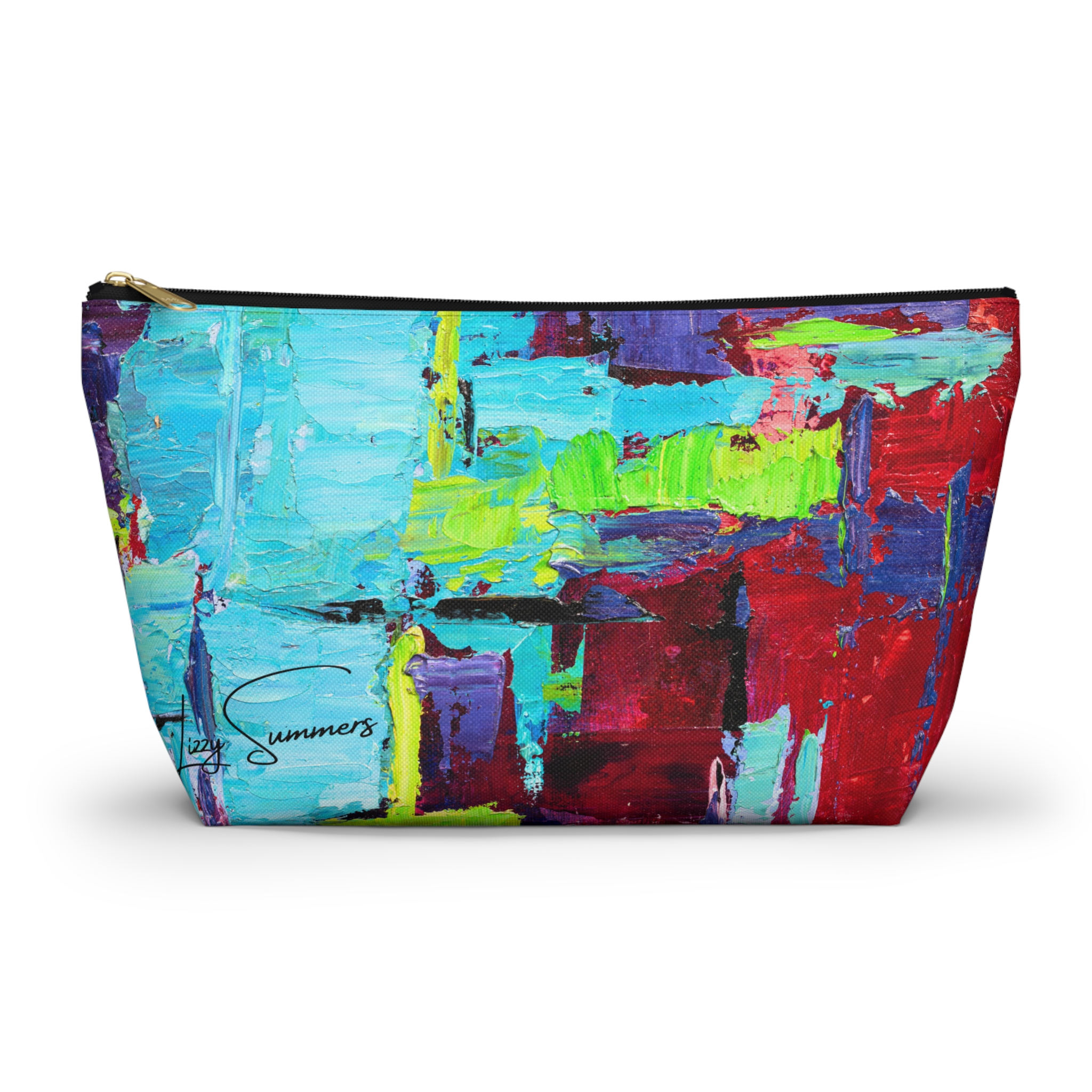 Bold Red and Sky Blue Accessory Pouch
