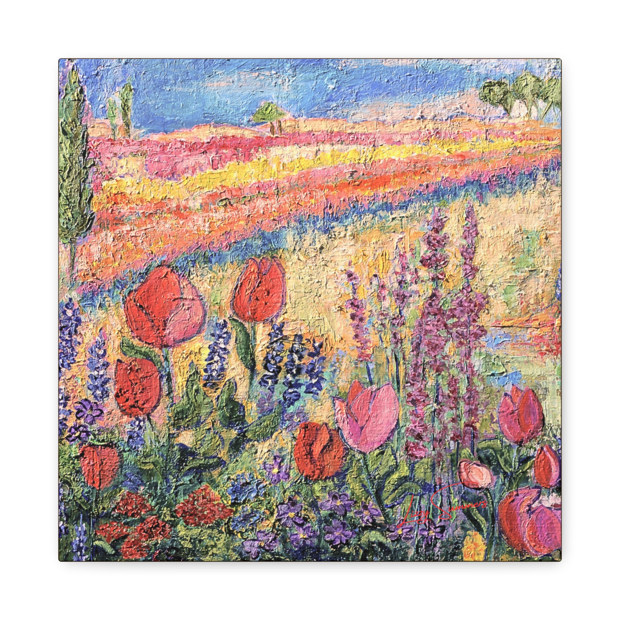 Matte Canvas, Stretched, 1.25" Tulips and Friends