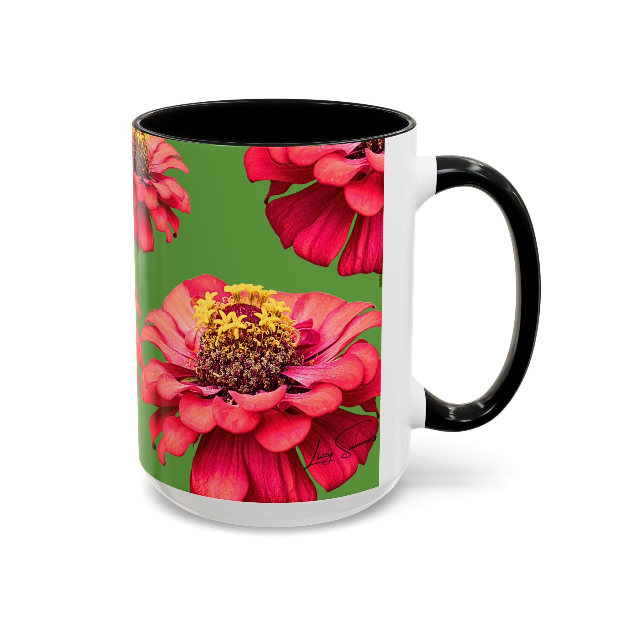 Mug, vibrant Dahlia flower on green coffee cup, floral drinkware, gift for nature lovers, botanical tea mug, unique ceramic mug - Image 6