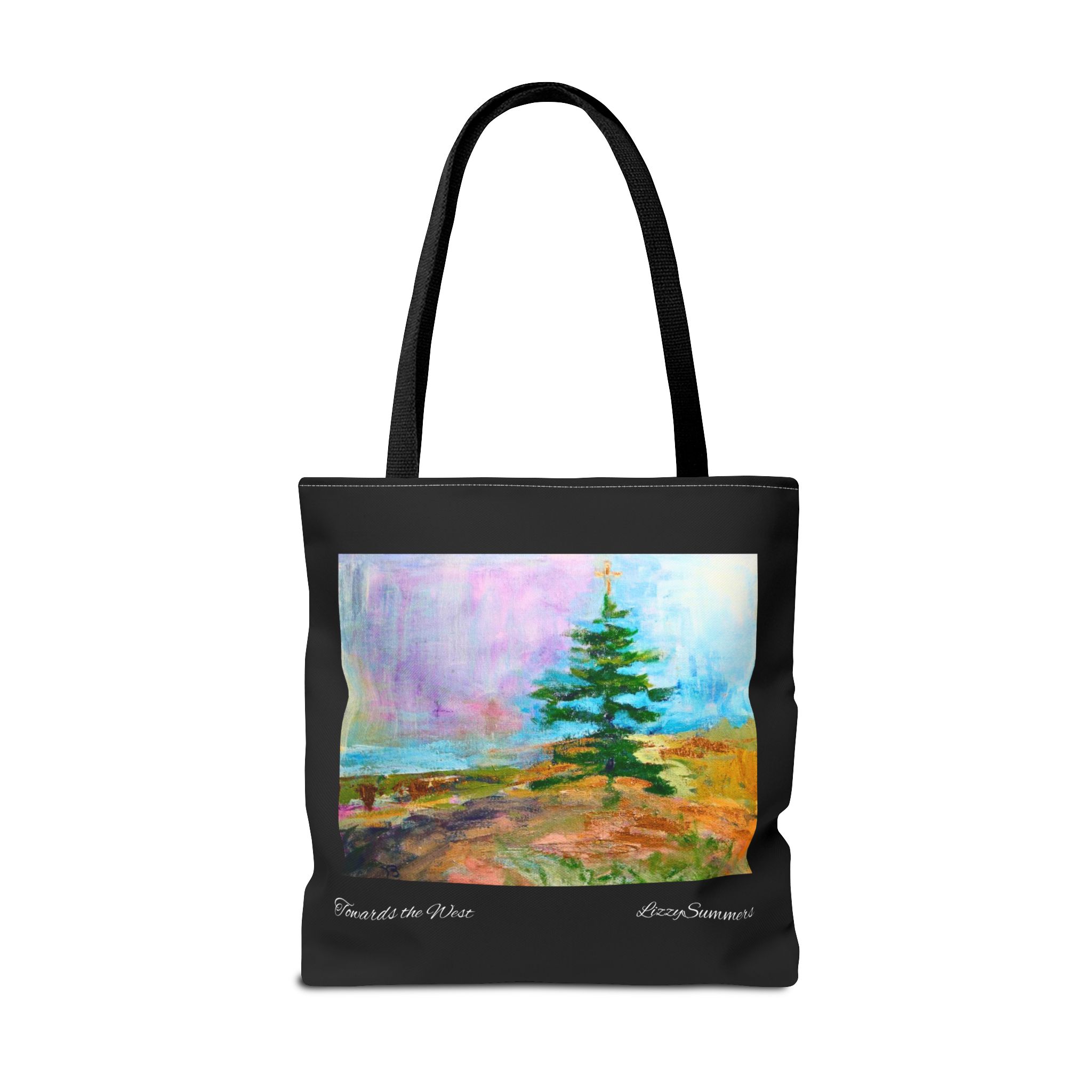 Tree Painting Tote Bag Original Art Colorado Fir, Black Tote - Image 10