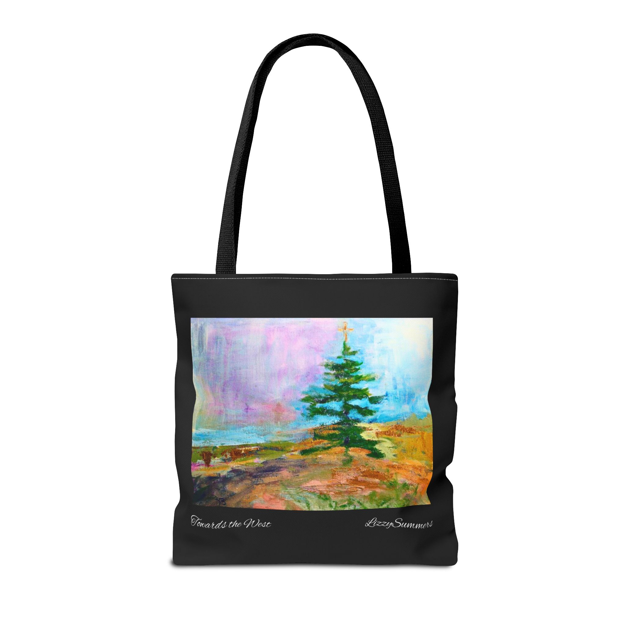 Tree Painting Tote Bag Original Art Colorado Fir, Black Tote - Image 6