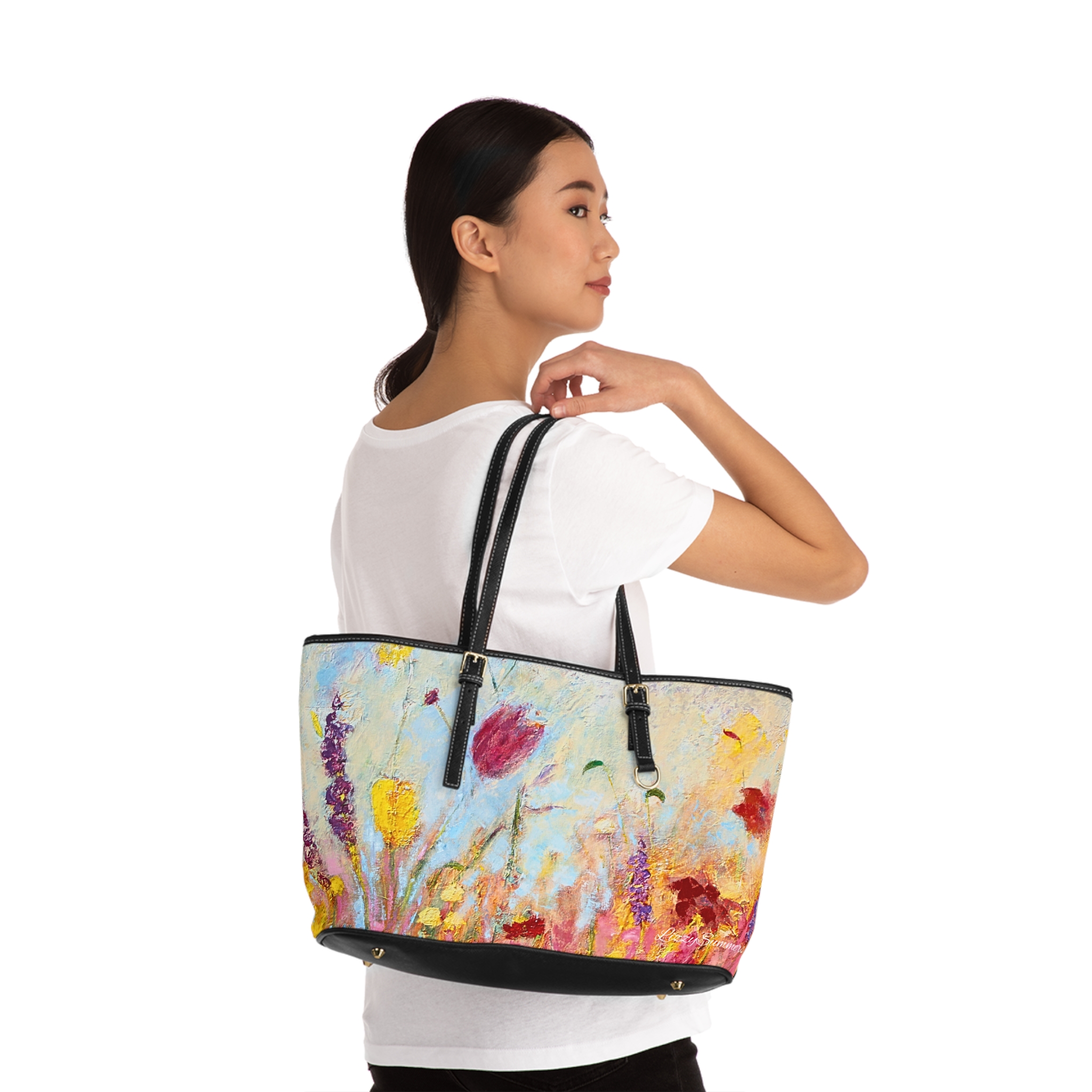 Shoulder Bag Painted Wild Flowers - Image 4
