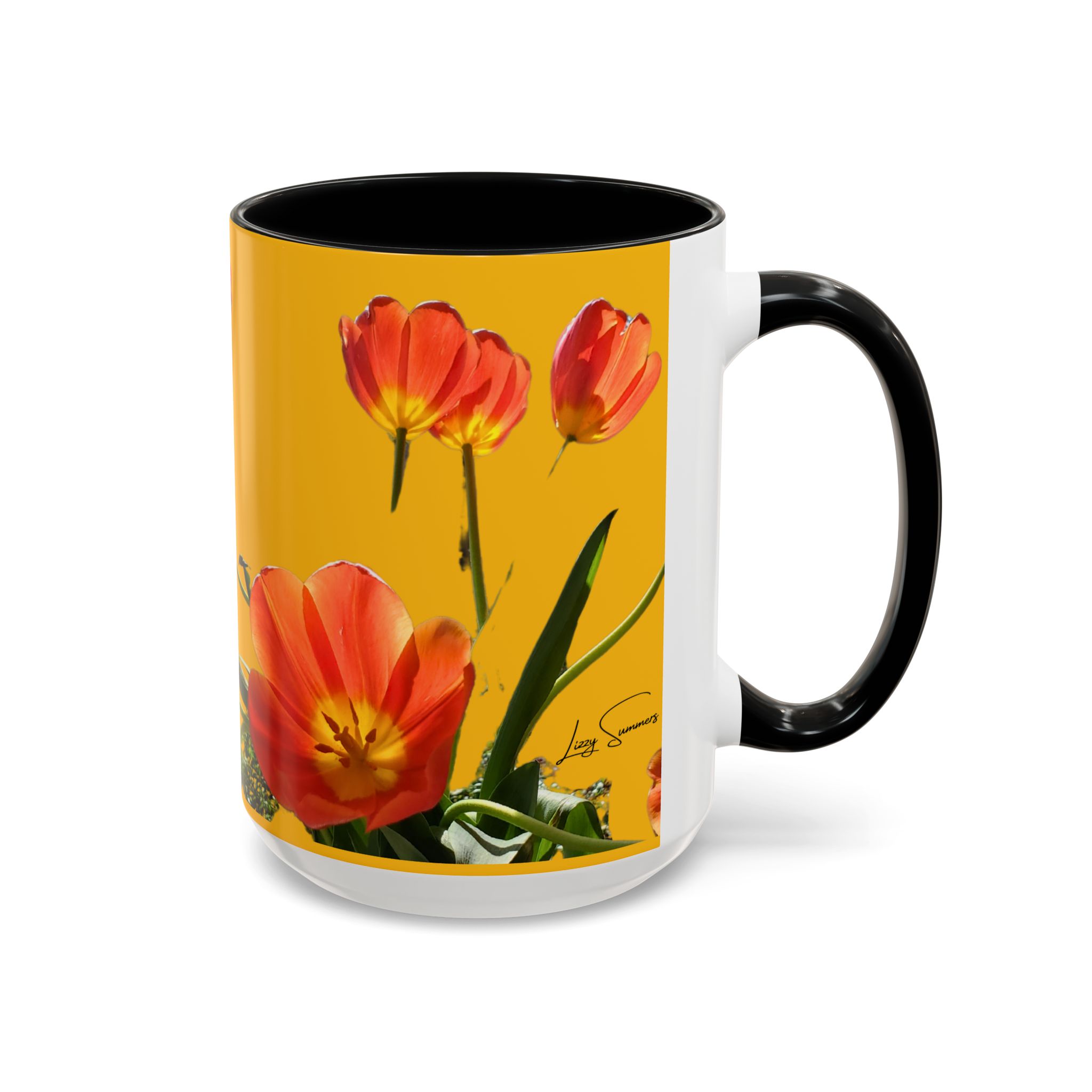 Mug, Cheerful Bright Tulips on Yellow Coffee Cup, Floral Tea Mug, Spring Flower Design, Gift for Gardener, Mother's Day Present, Kitchen - Image 10