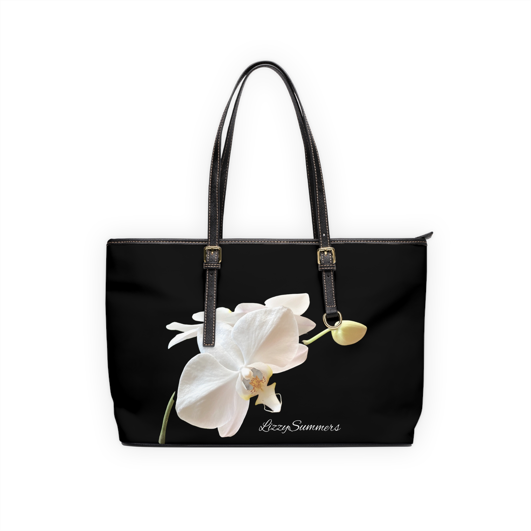 Limited Edition White Orchid Black Shoulder Bag