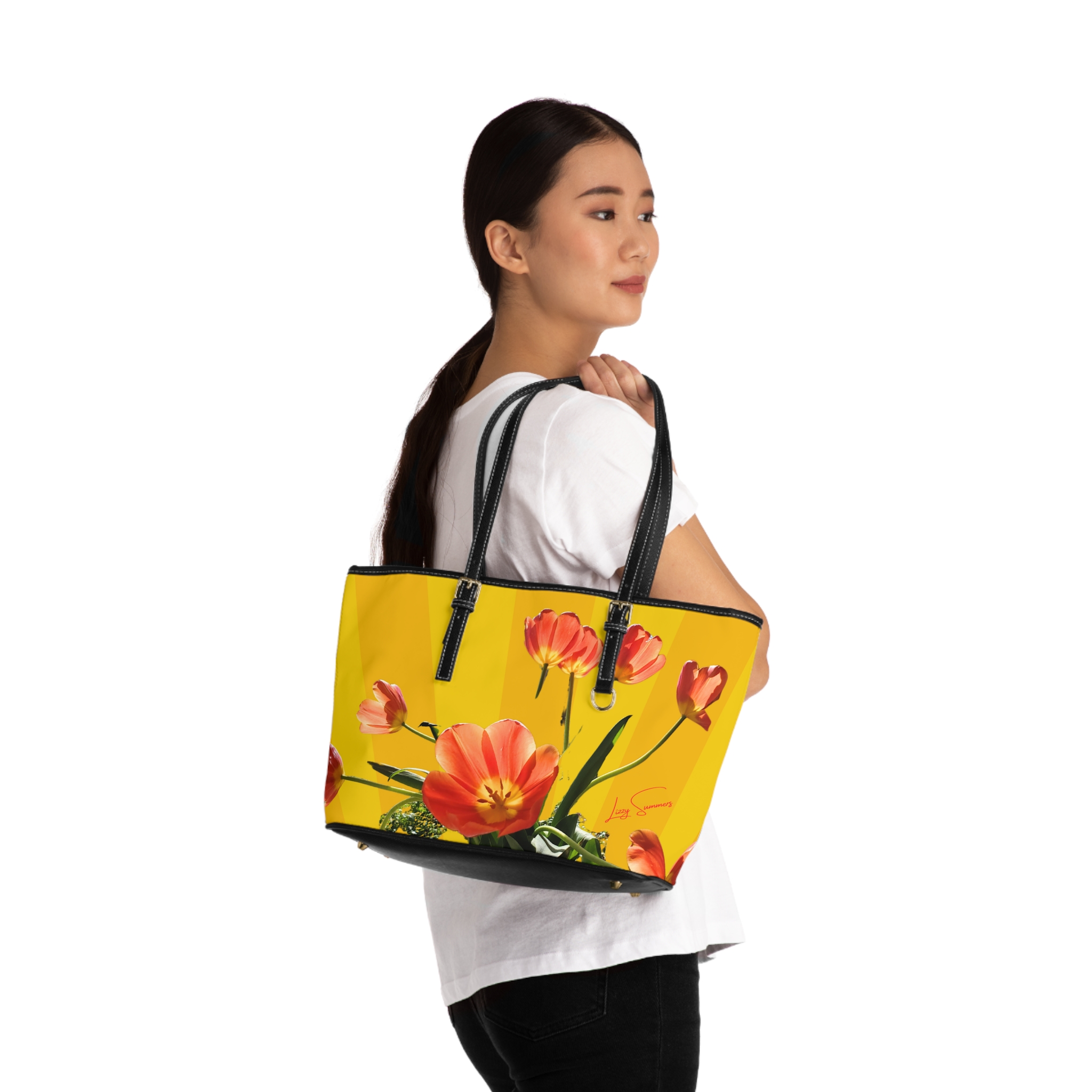 Tulip on Yellow Shoulder Bag - Image 8