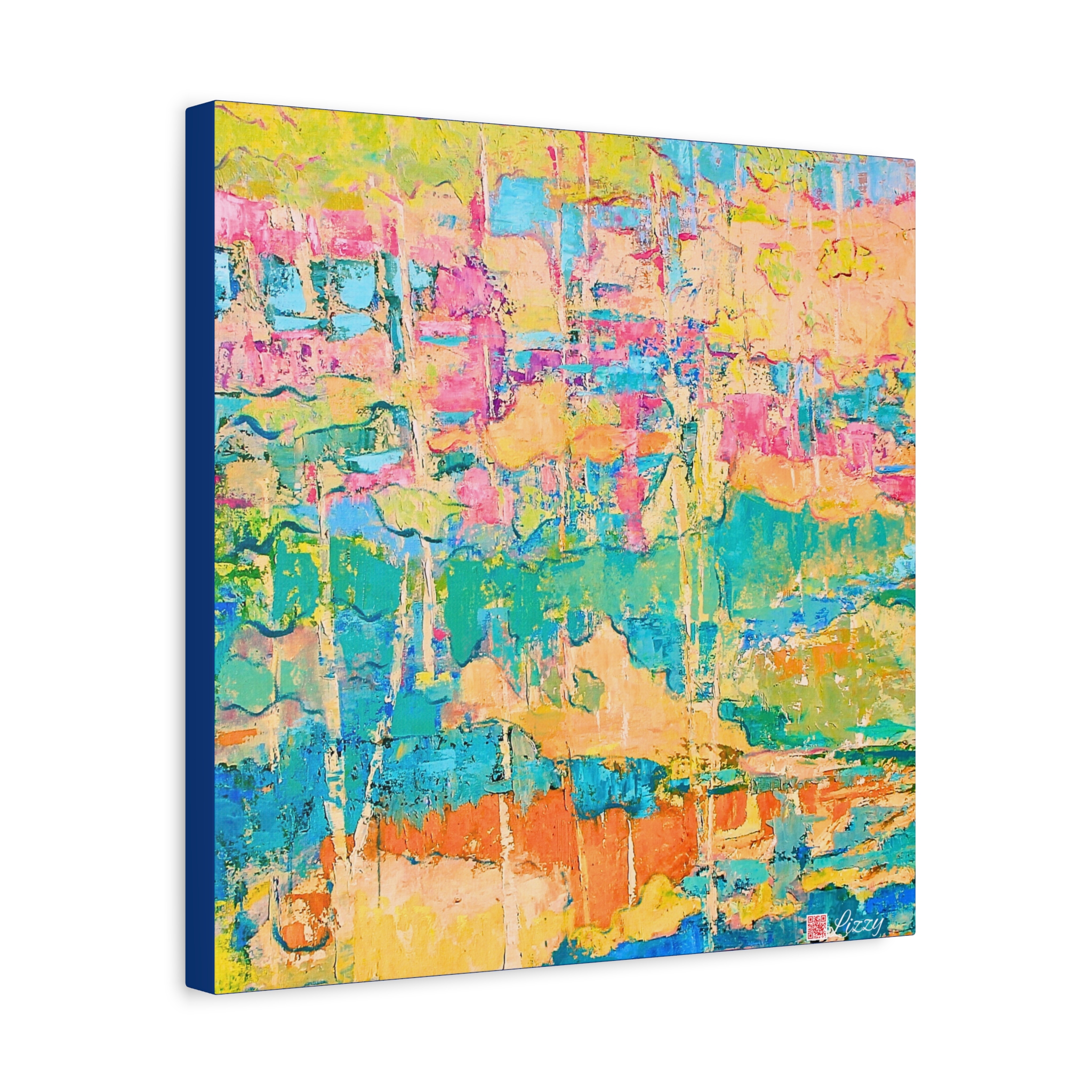 Canvas Print - Pastel Landscape- Teal and Pink - Image 14