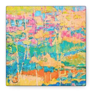 Canvas Print - Pastel Landscape- Teal and Pink