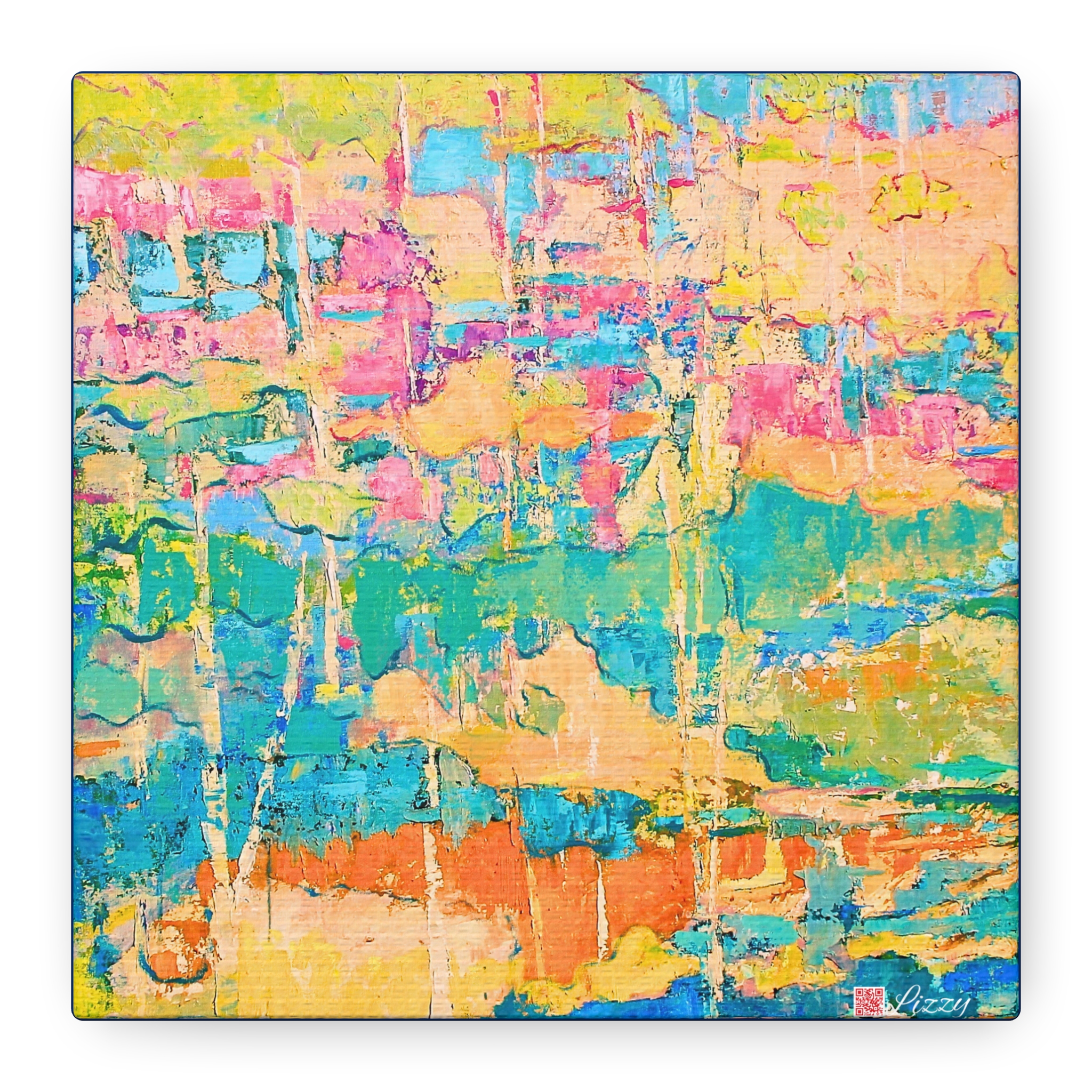 Canvas Print - Pastel Landscape- Teal and Pink